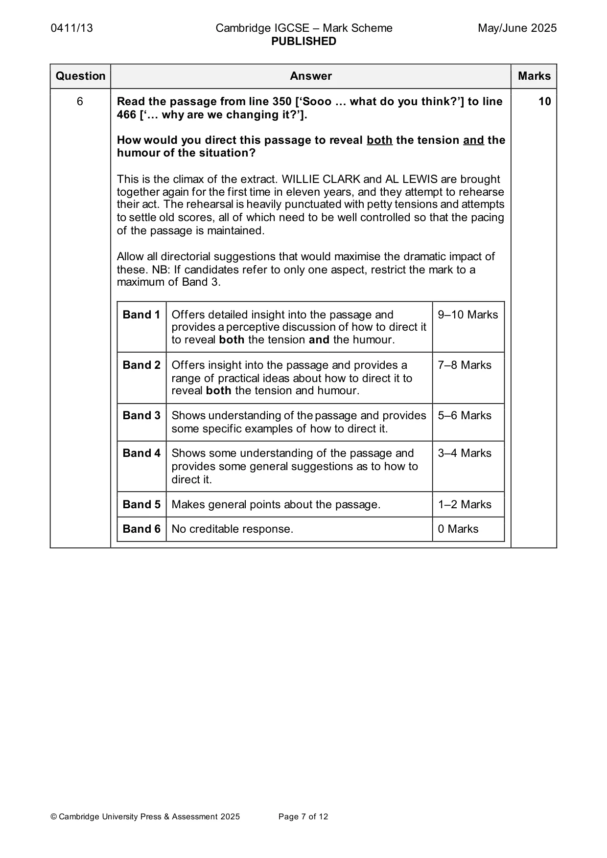 Mark scheme, page 7 of 12