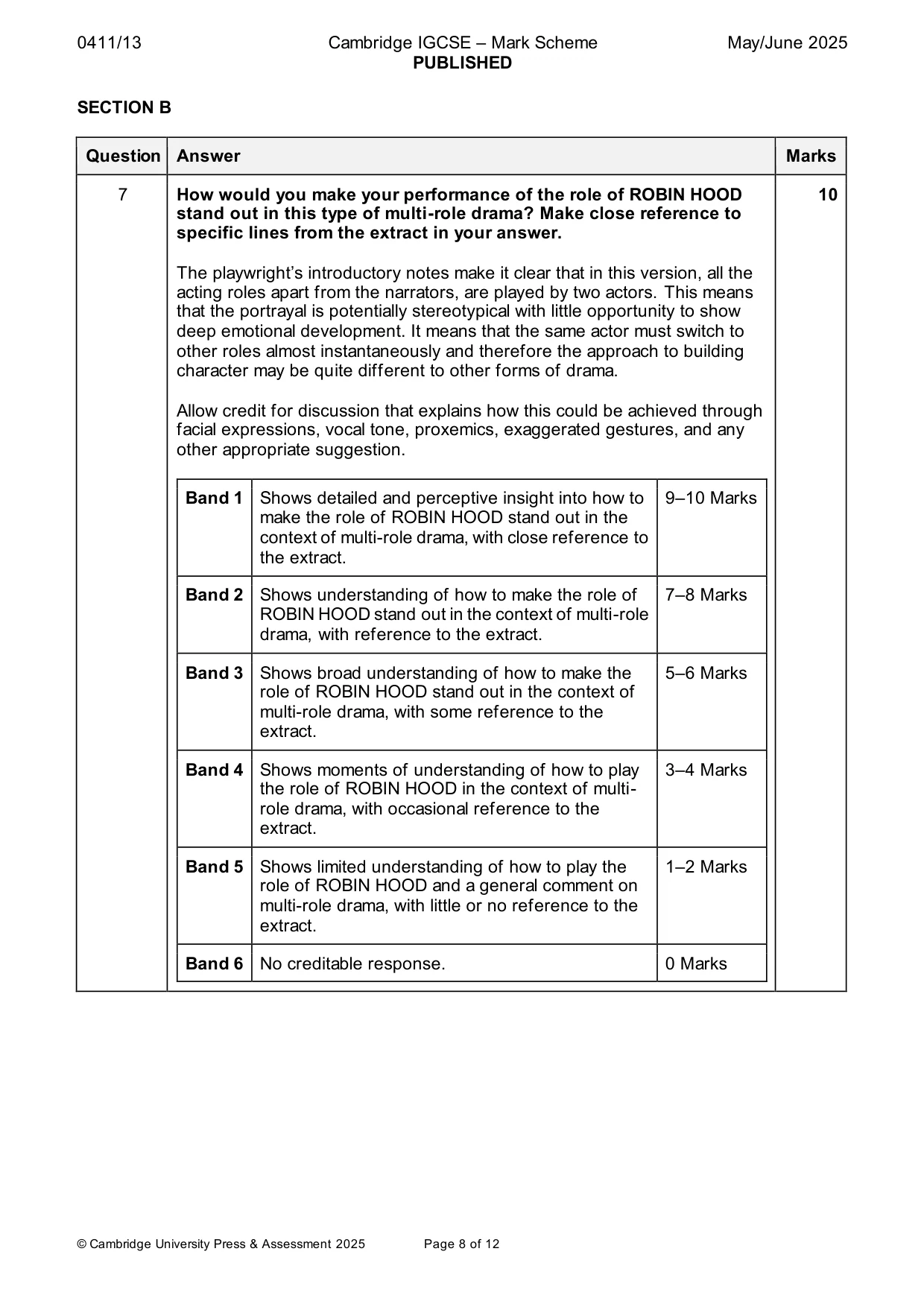 Mark scheme, page 8 of 12