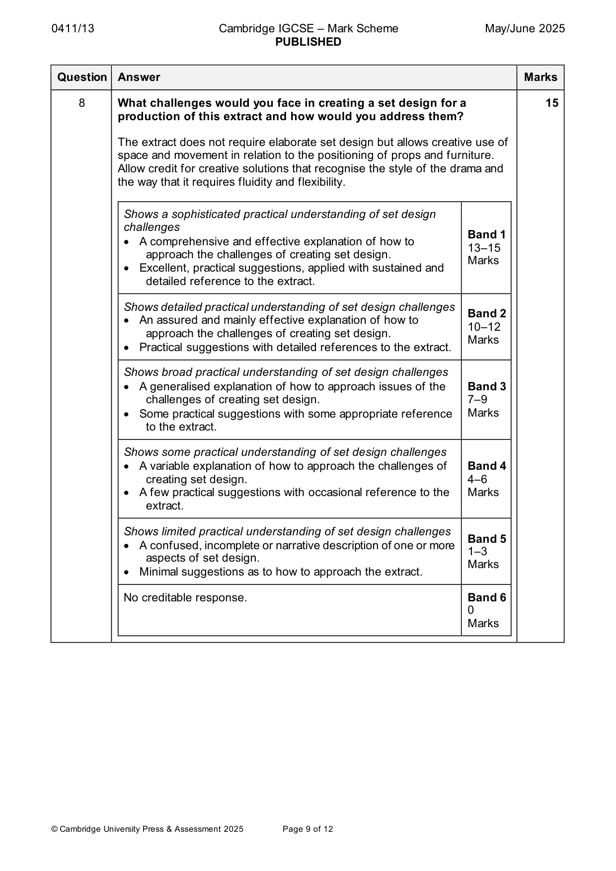 Mark scheme, page 9 of 12