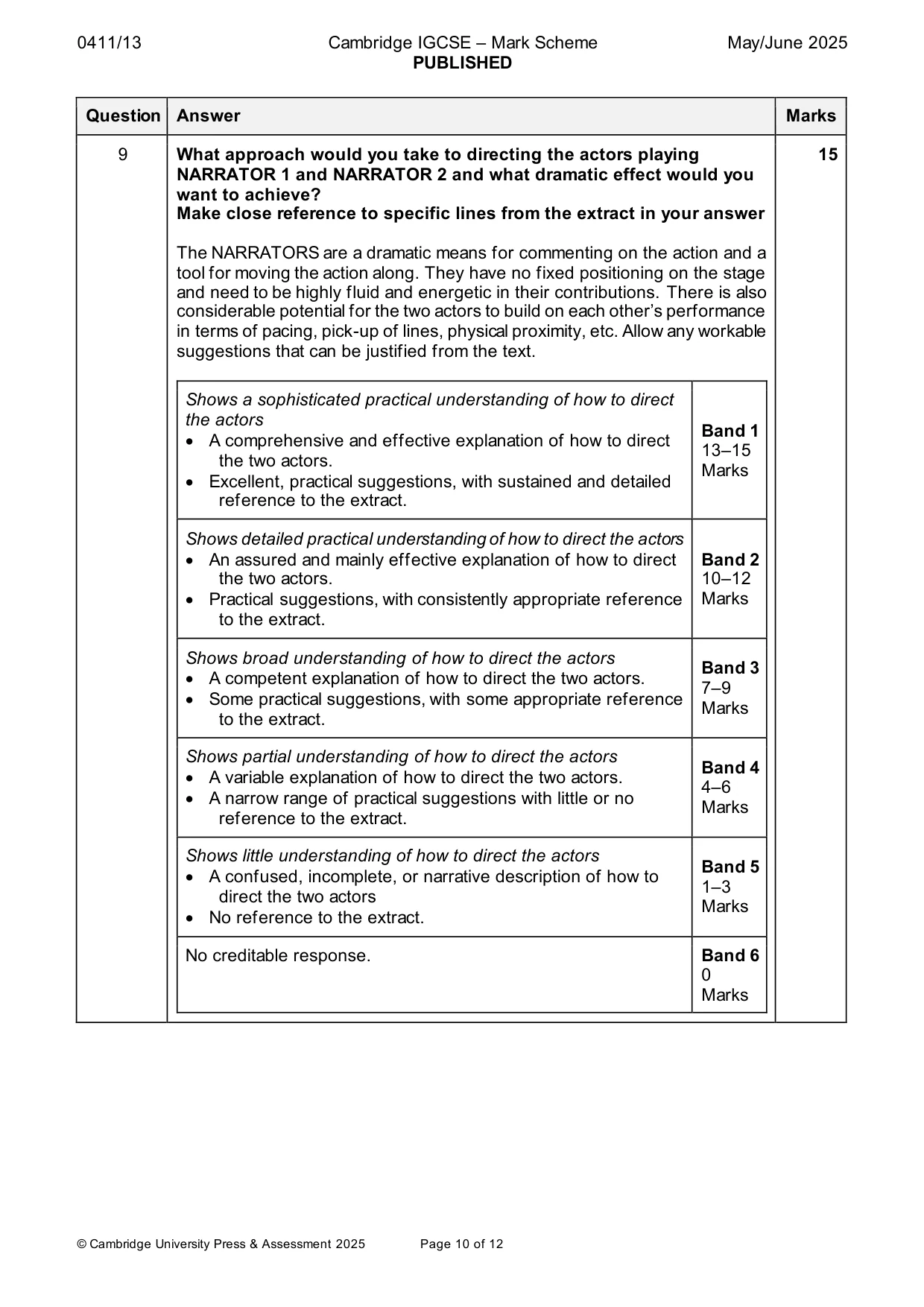 Mark scheme, page 10 of 12