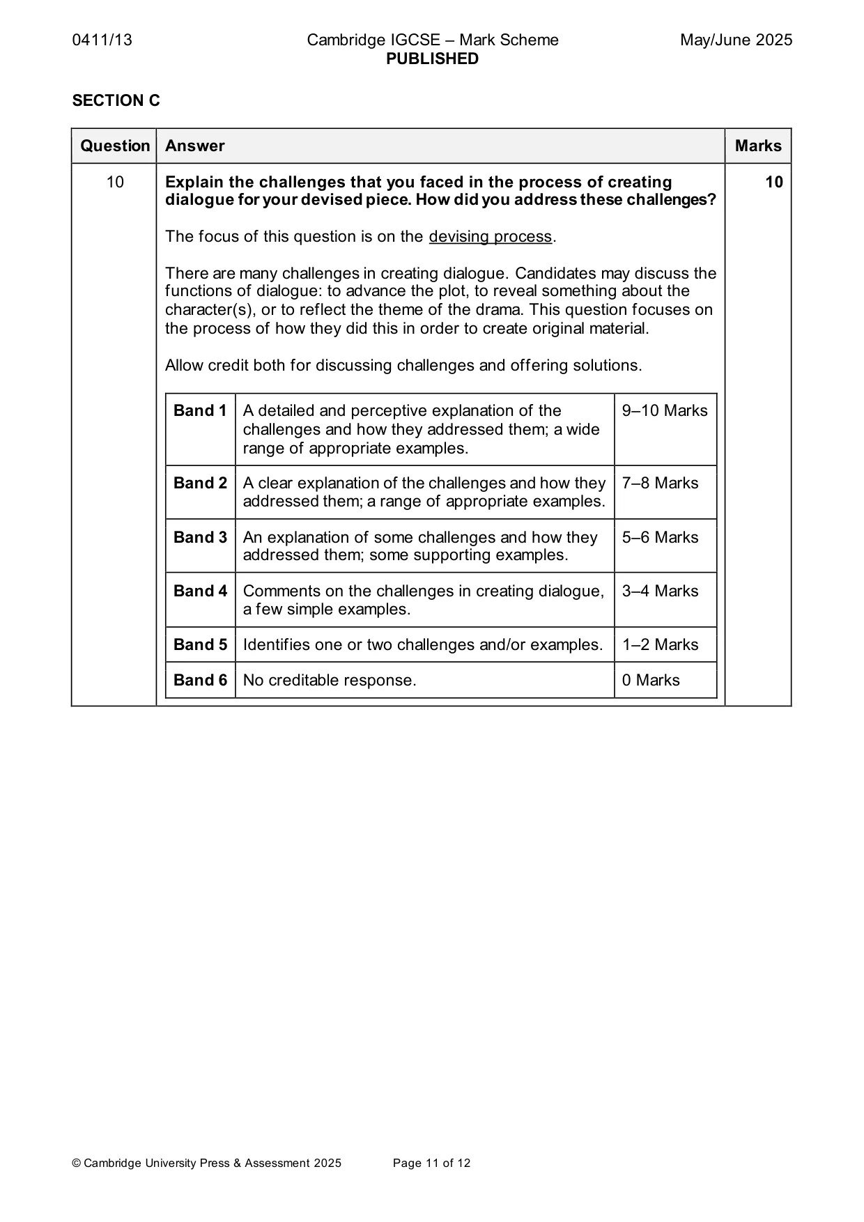 Mark scheme, page 11 of 12