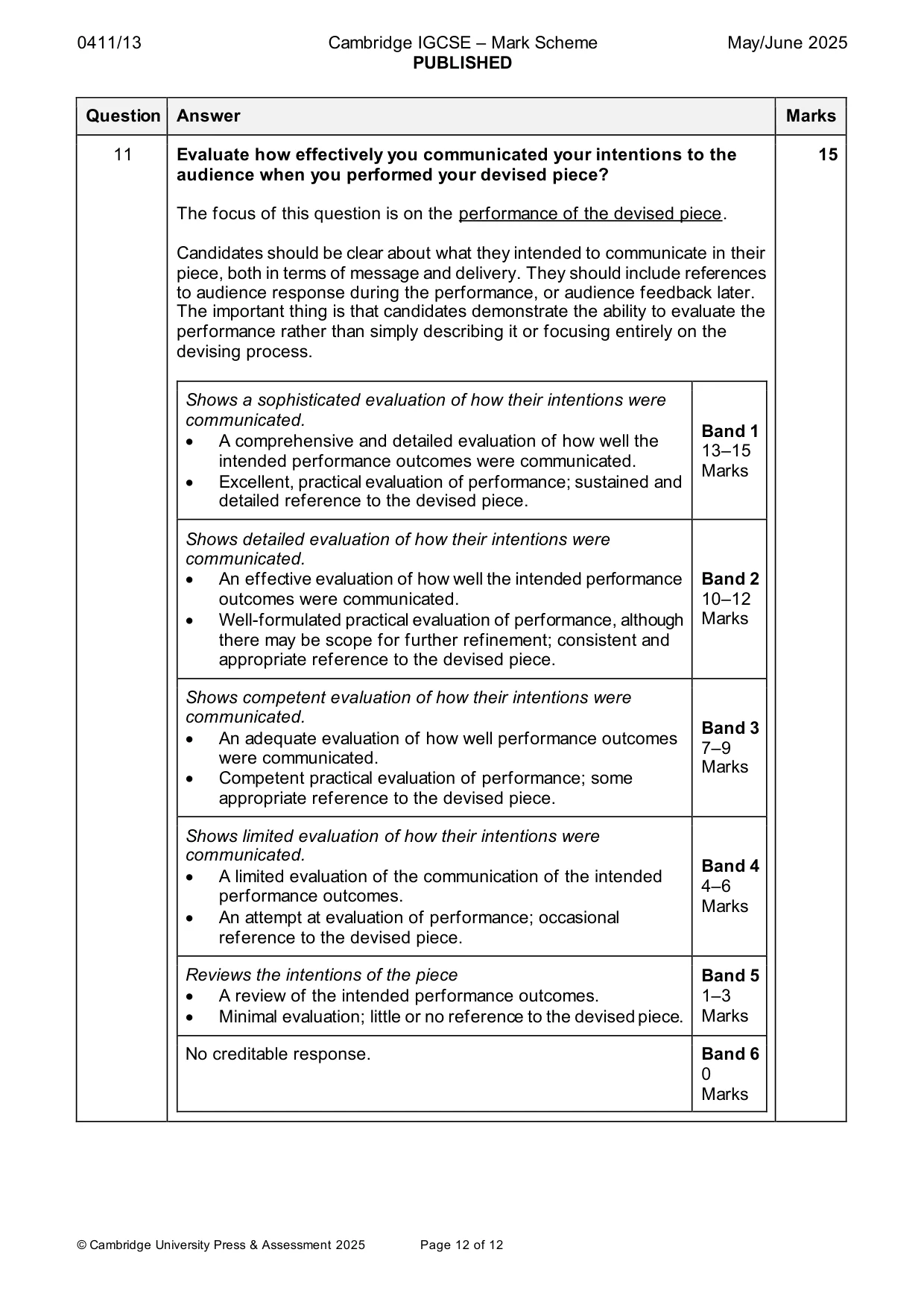 Mark scheme, page 12 of 12