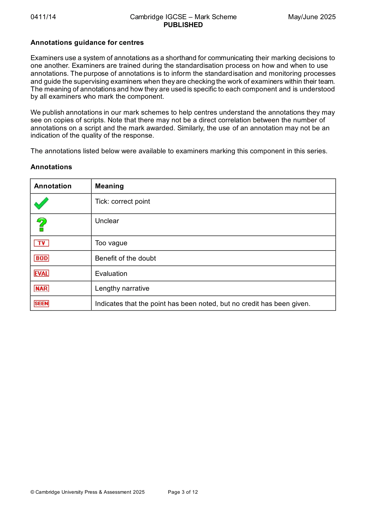 Mark scheme, page 3 of 12