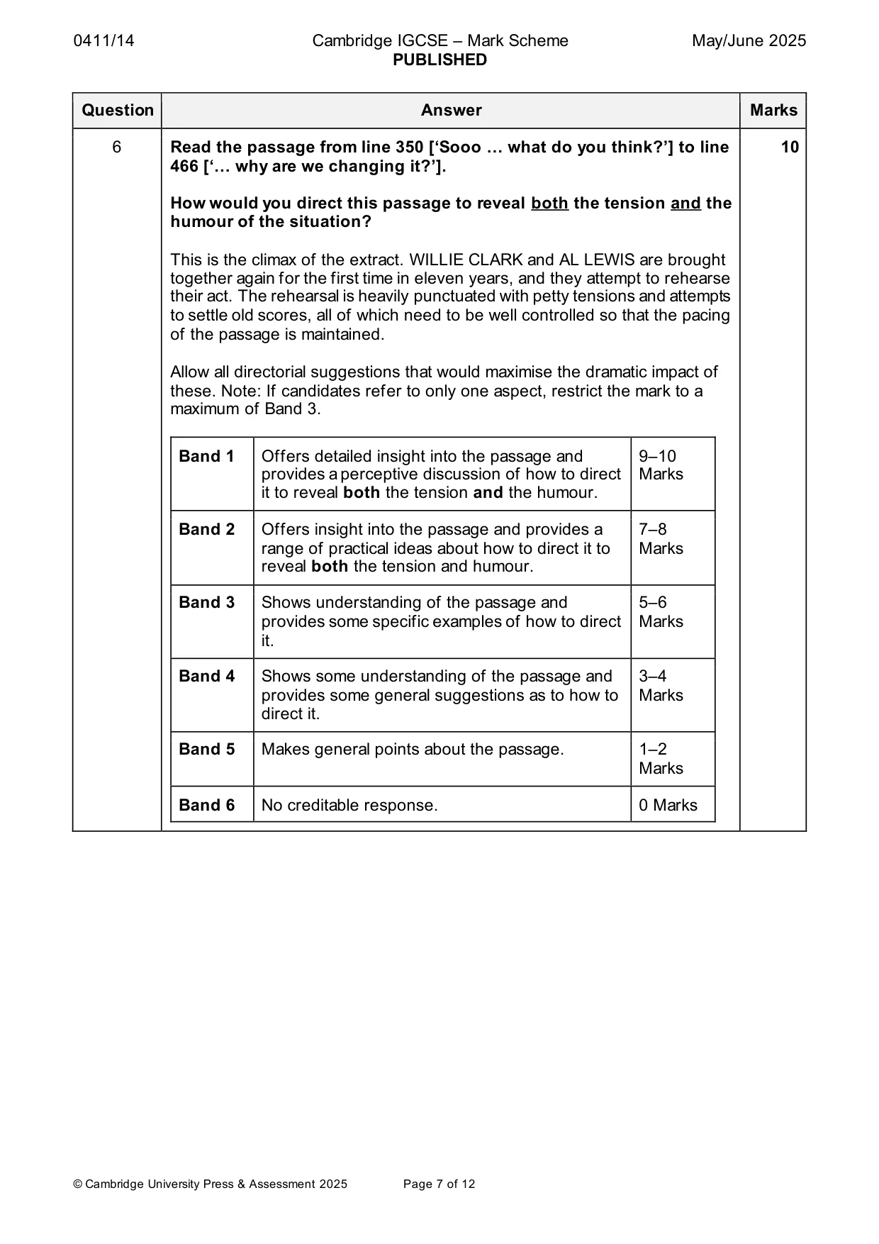 Mark scheme, page 7 of 12