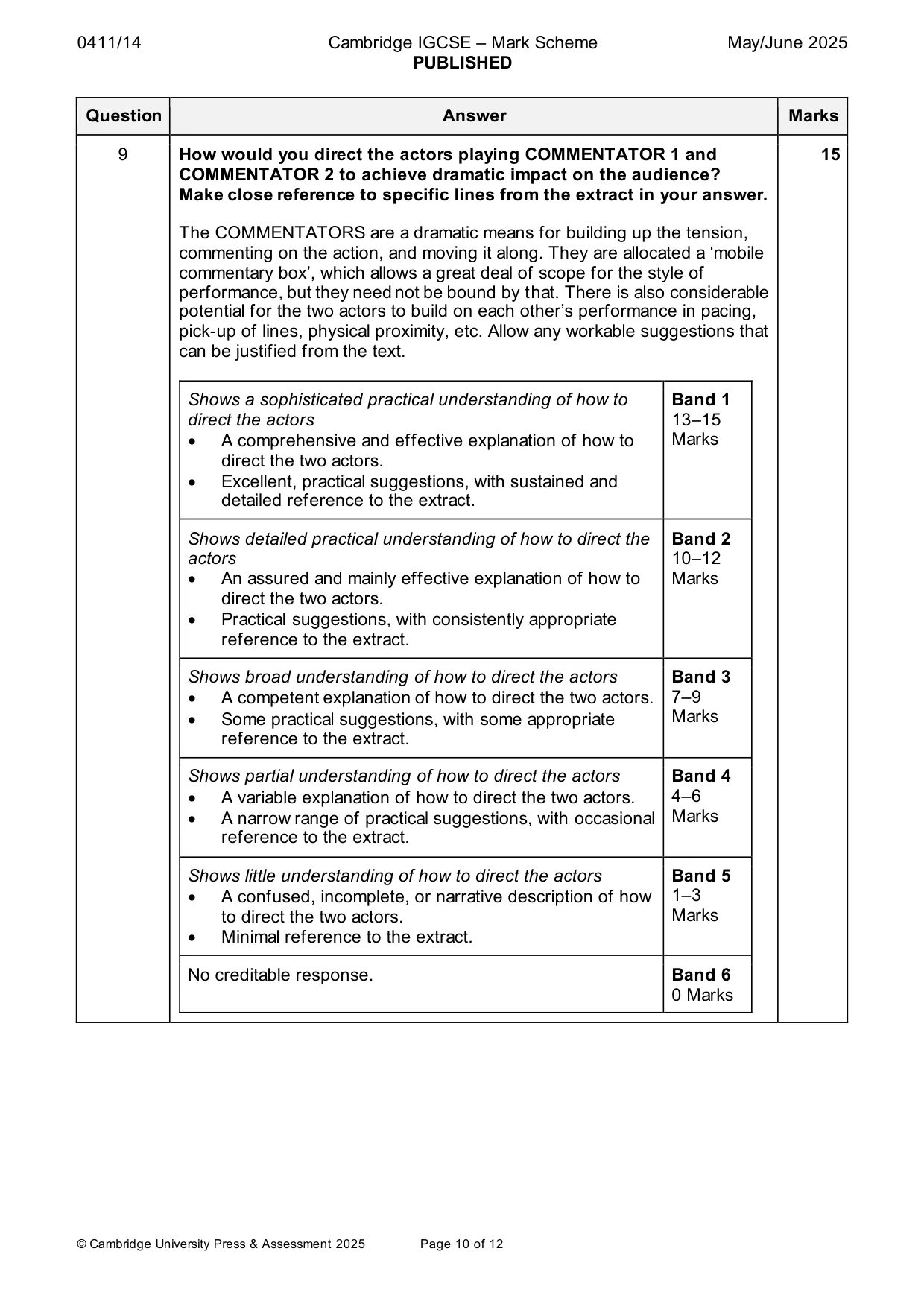 Mark scheme, page 10 of 12