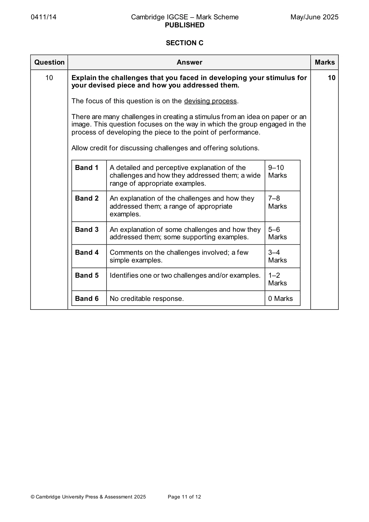 Mark scheme, page 11 of 12