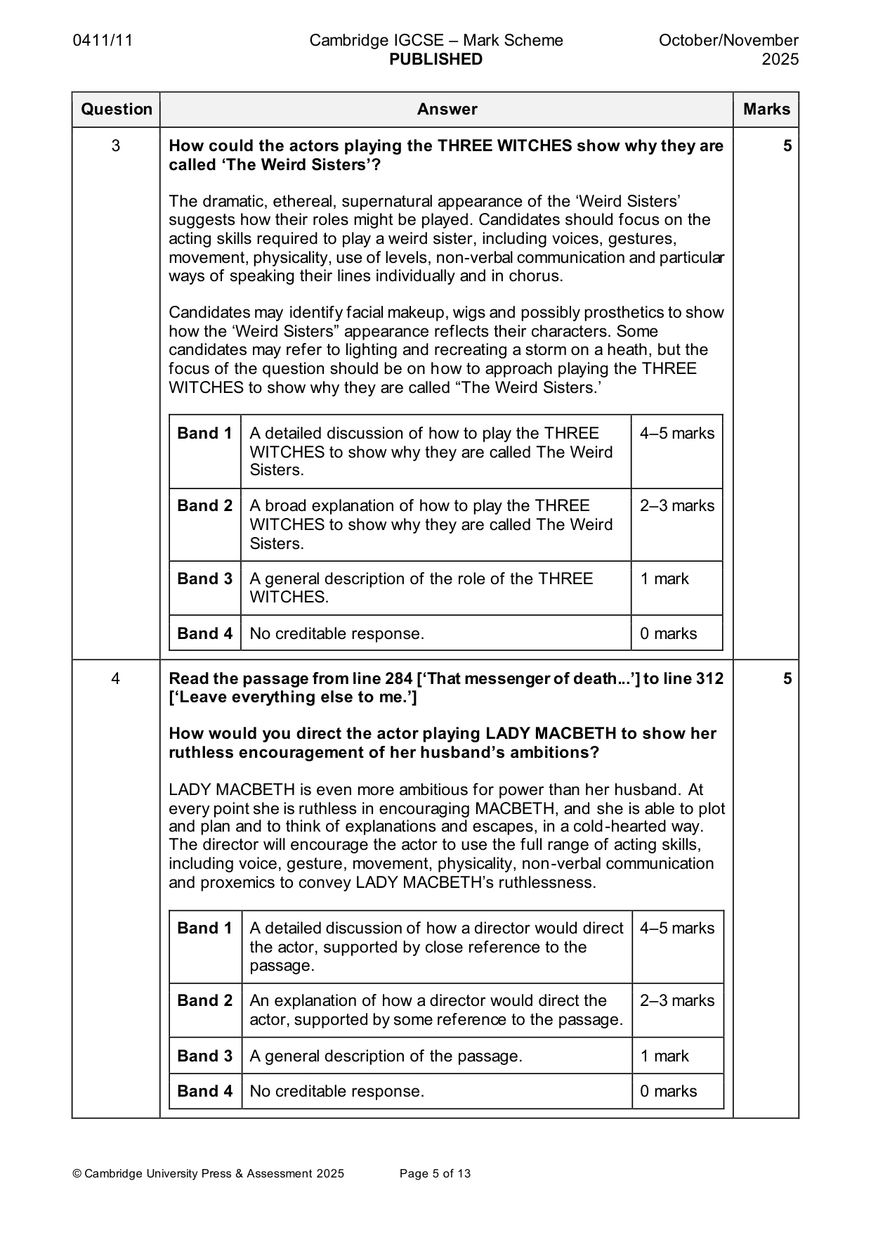 Mark scheme, page 5 of 13