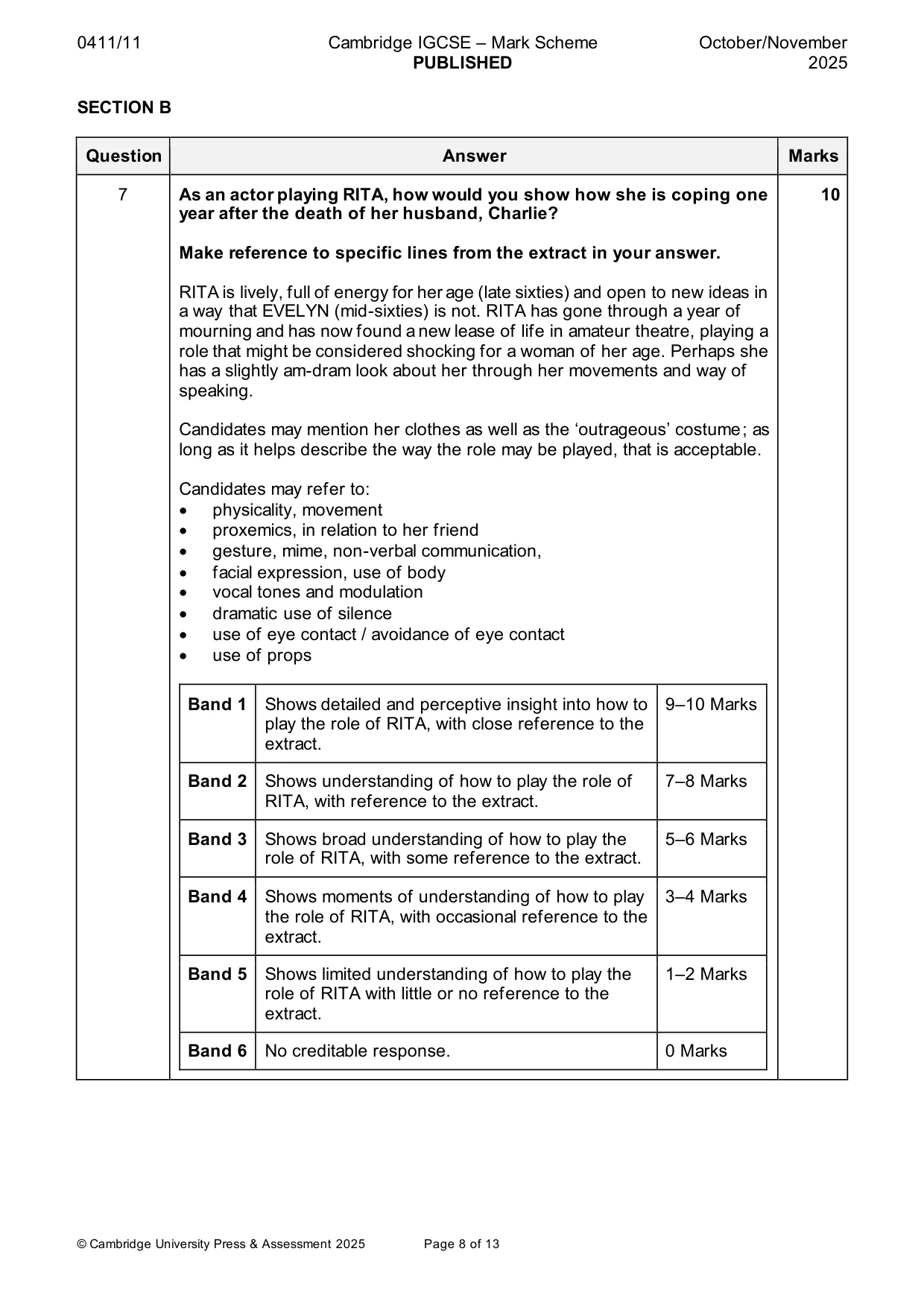 Mark scheme, page 8 of 13
