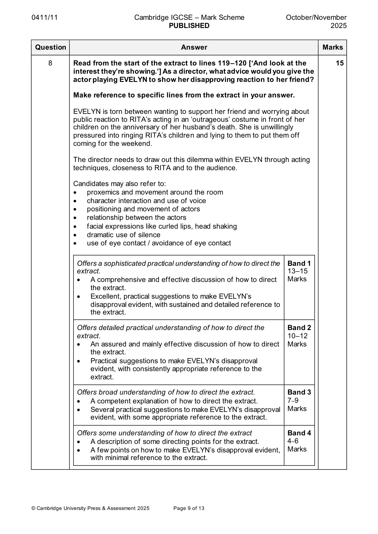 Mark scheme, page 9 of 13