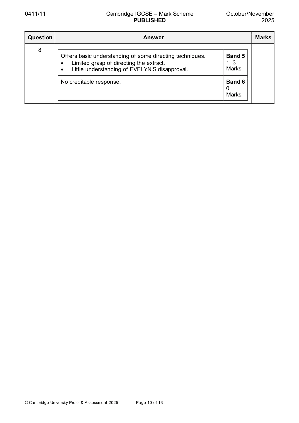 Mark scheme, page 10 of 13