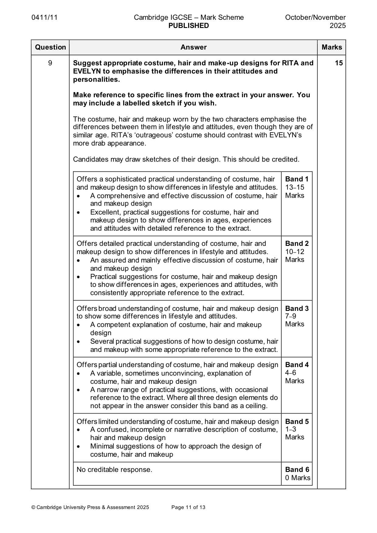 Mark scheme, page 11 of 13