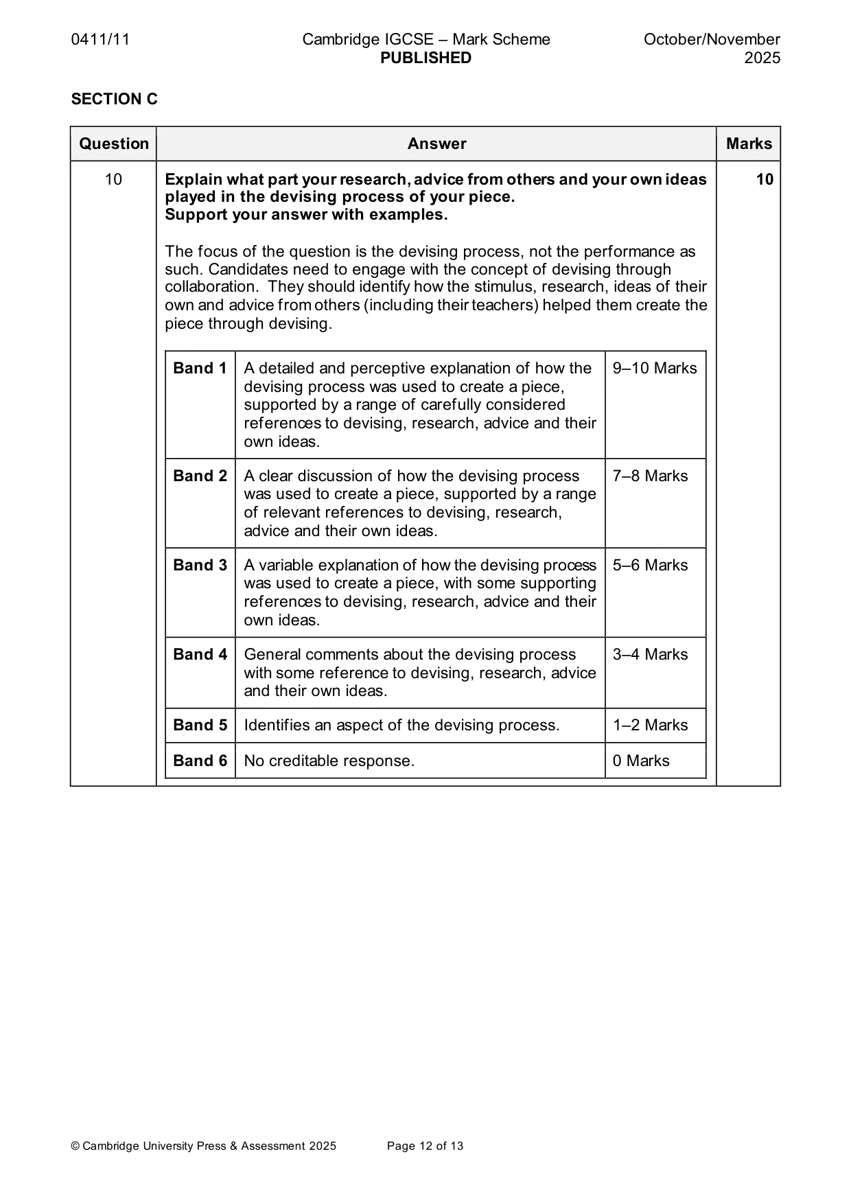 Mark scheme, page 12 of 13
