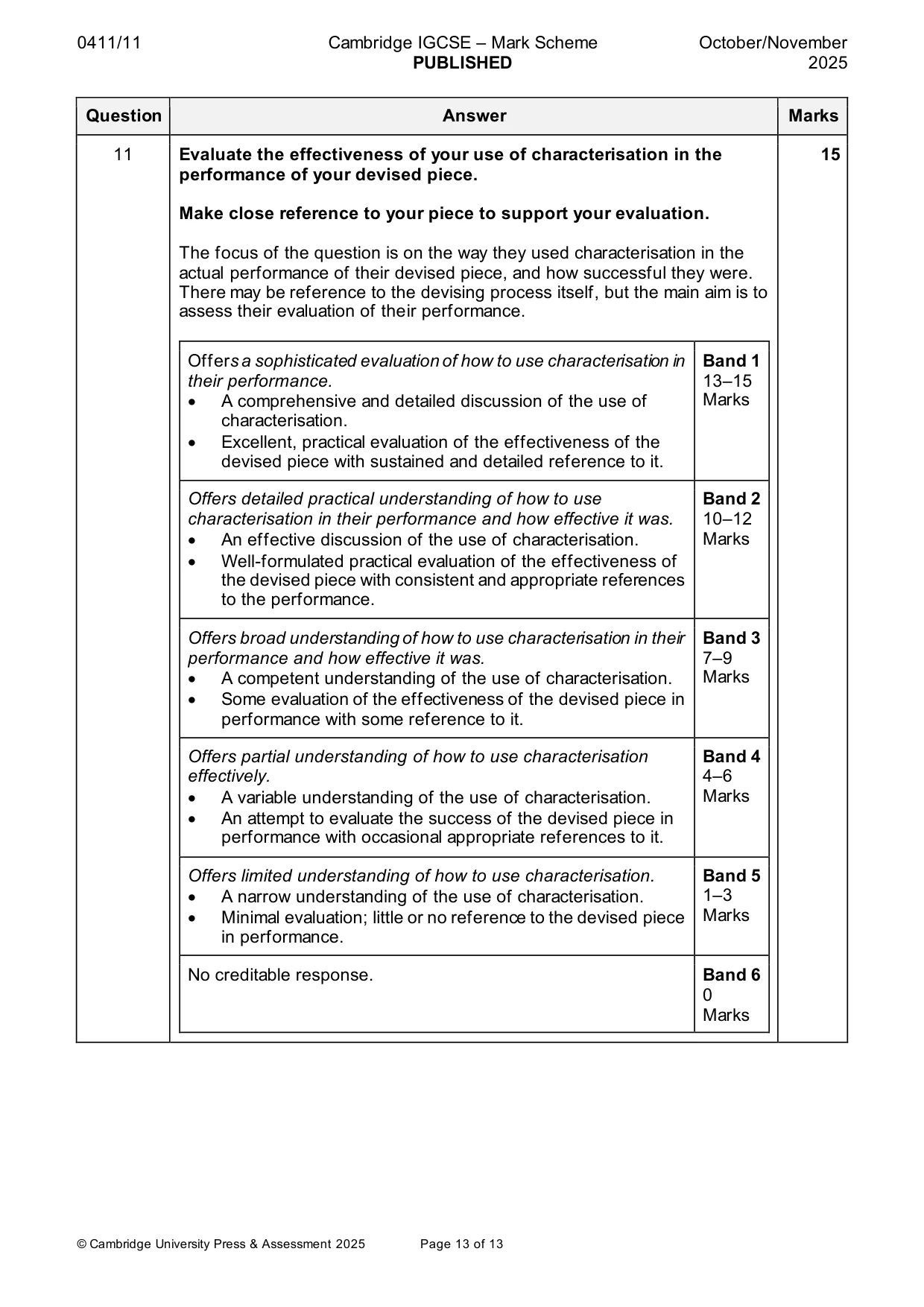 Mark scheme, page 13 of 13