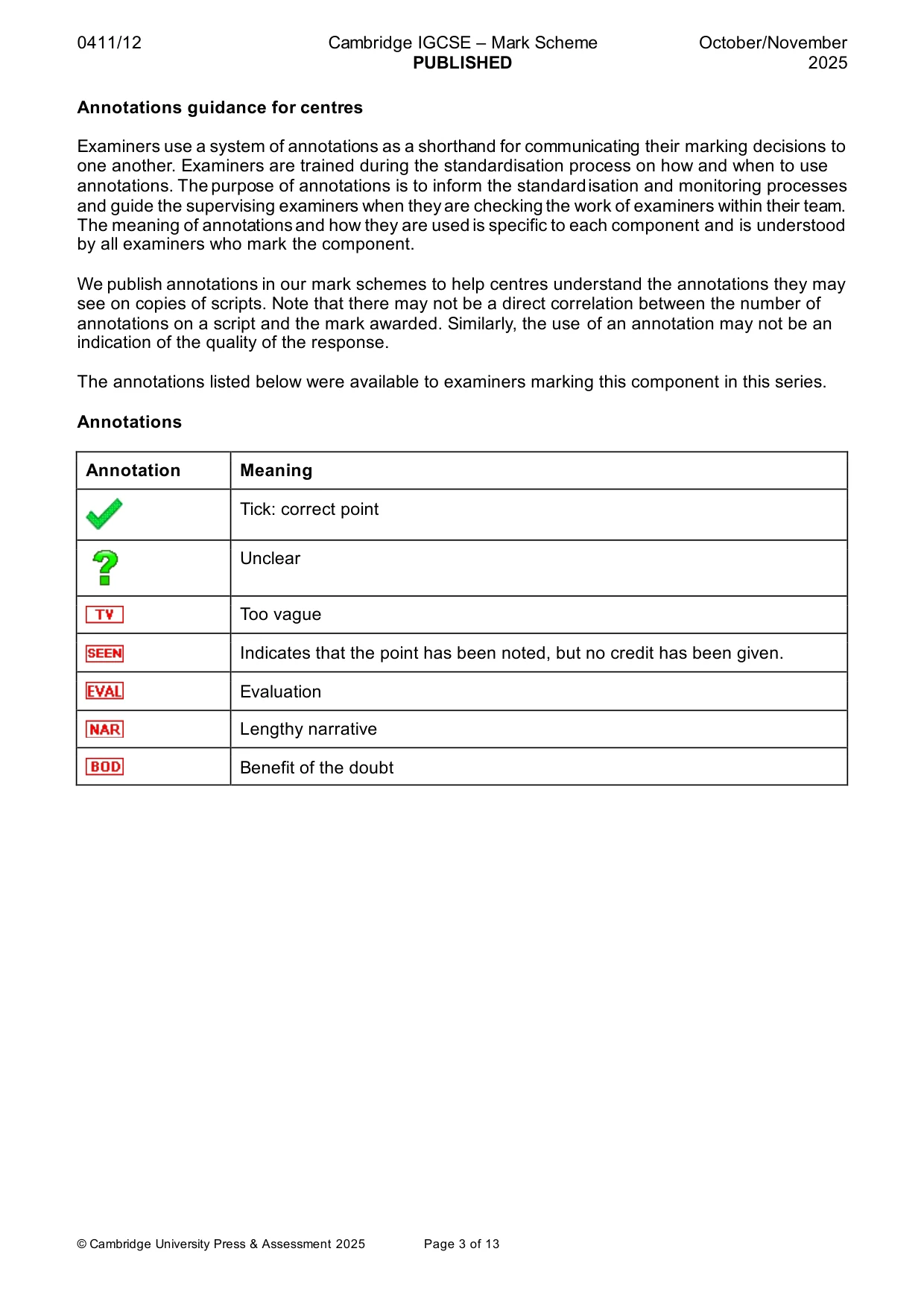 Mark scheme, page 3 of 13