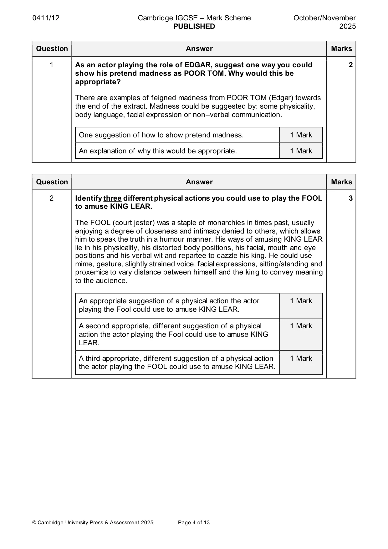 Mark scheme, page 4 of 13