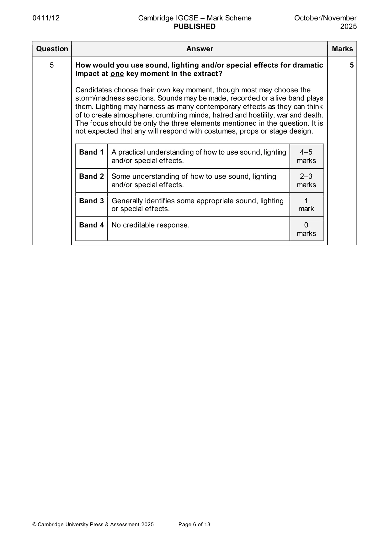 Mark scheme, page 6 of 13