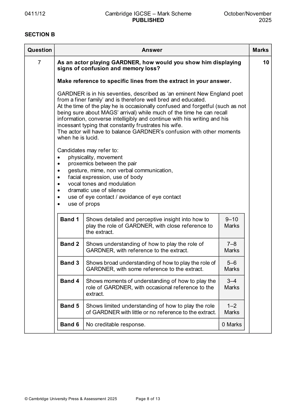 Mark scheme, page 8 of 13