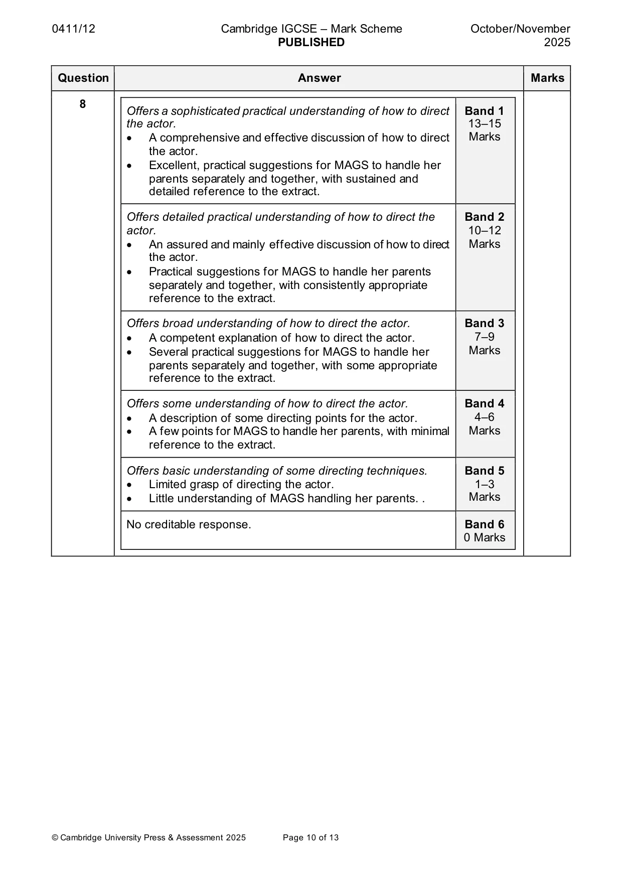 Mark scheme, page 10 of 13
