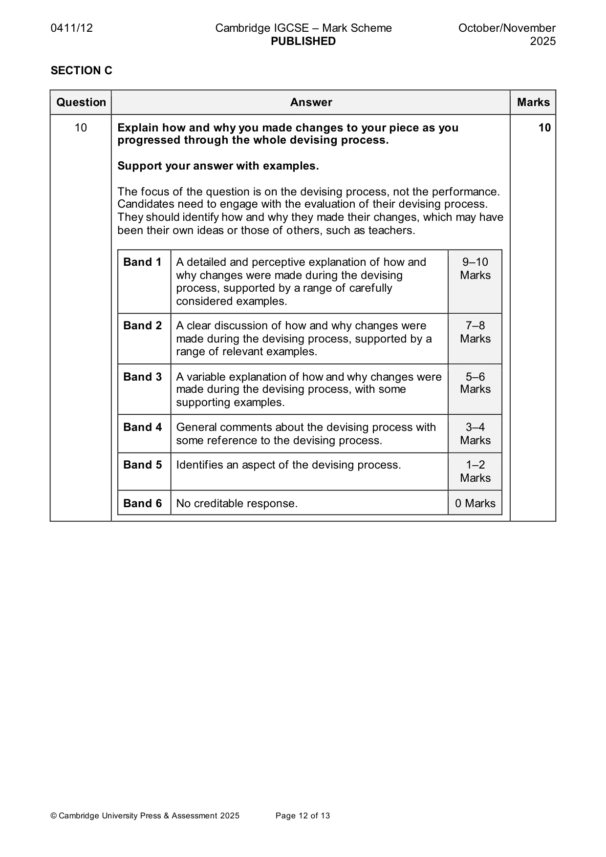 Mark scheme, page 12 of 13