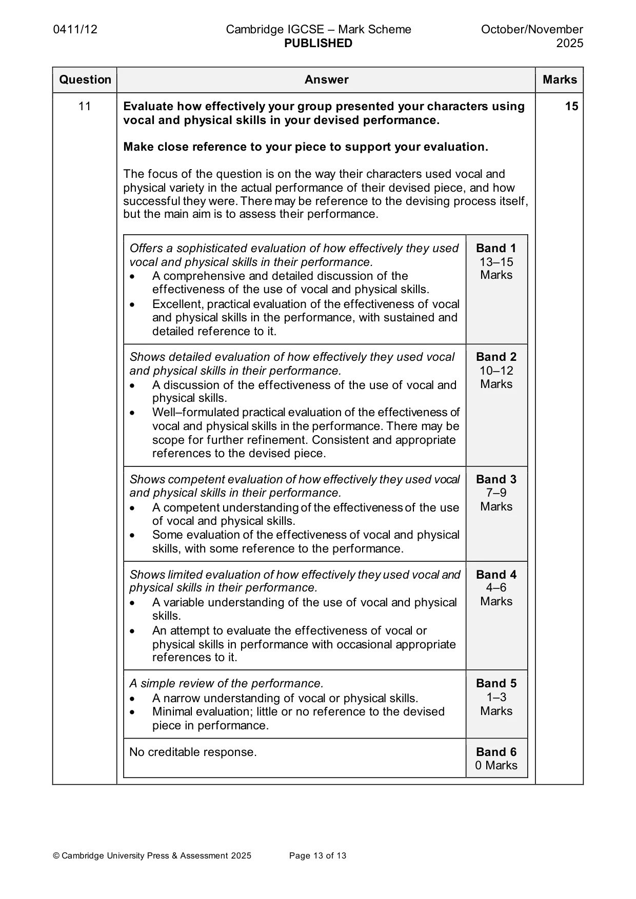 Mark scheme, page 13 of 13