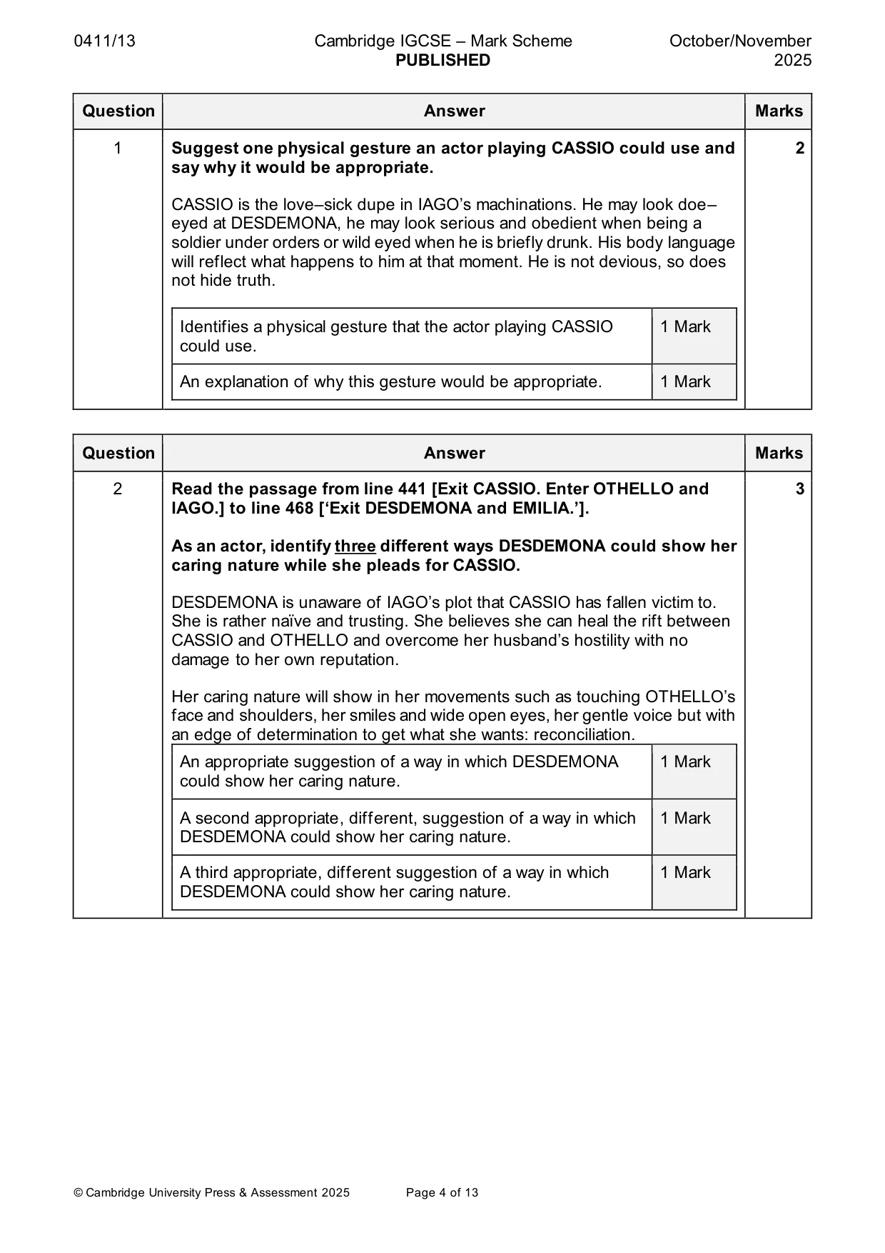 Mark scheme, page 4 of 13