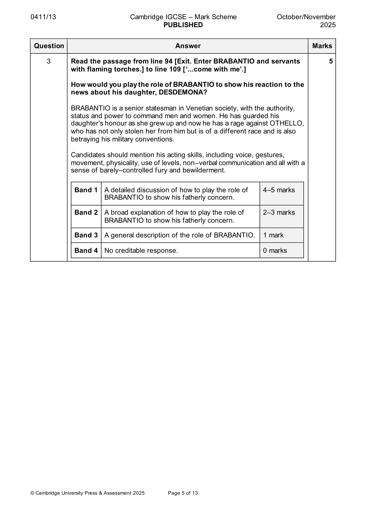 Mark scheme, page 5 of 13