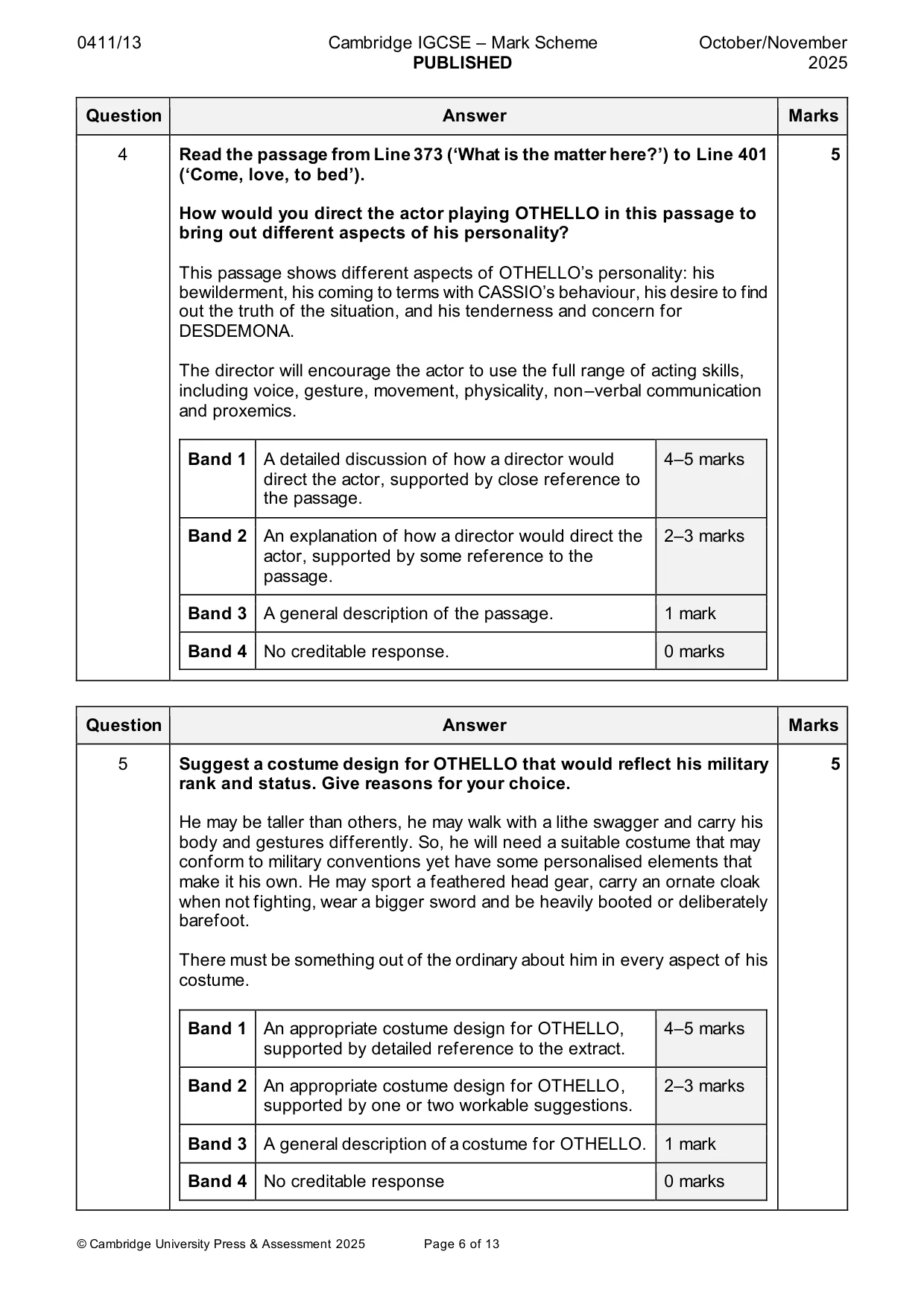 Mark scheme, page 6 of 13