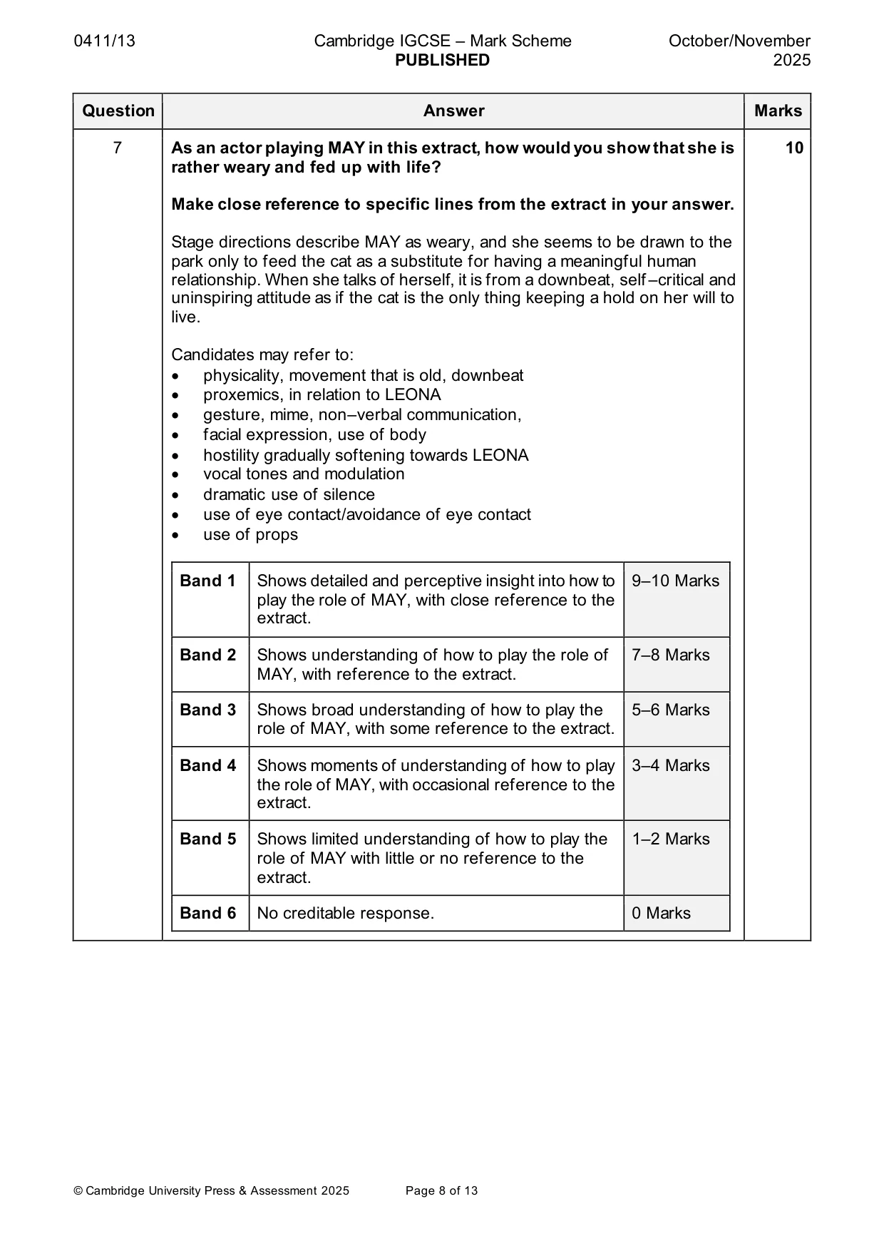 Mark scheme, page 8 of 13