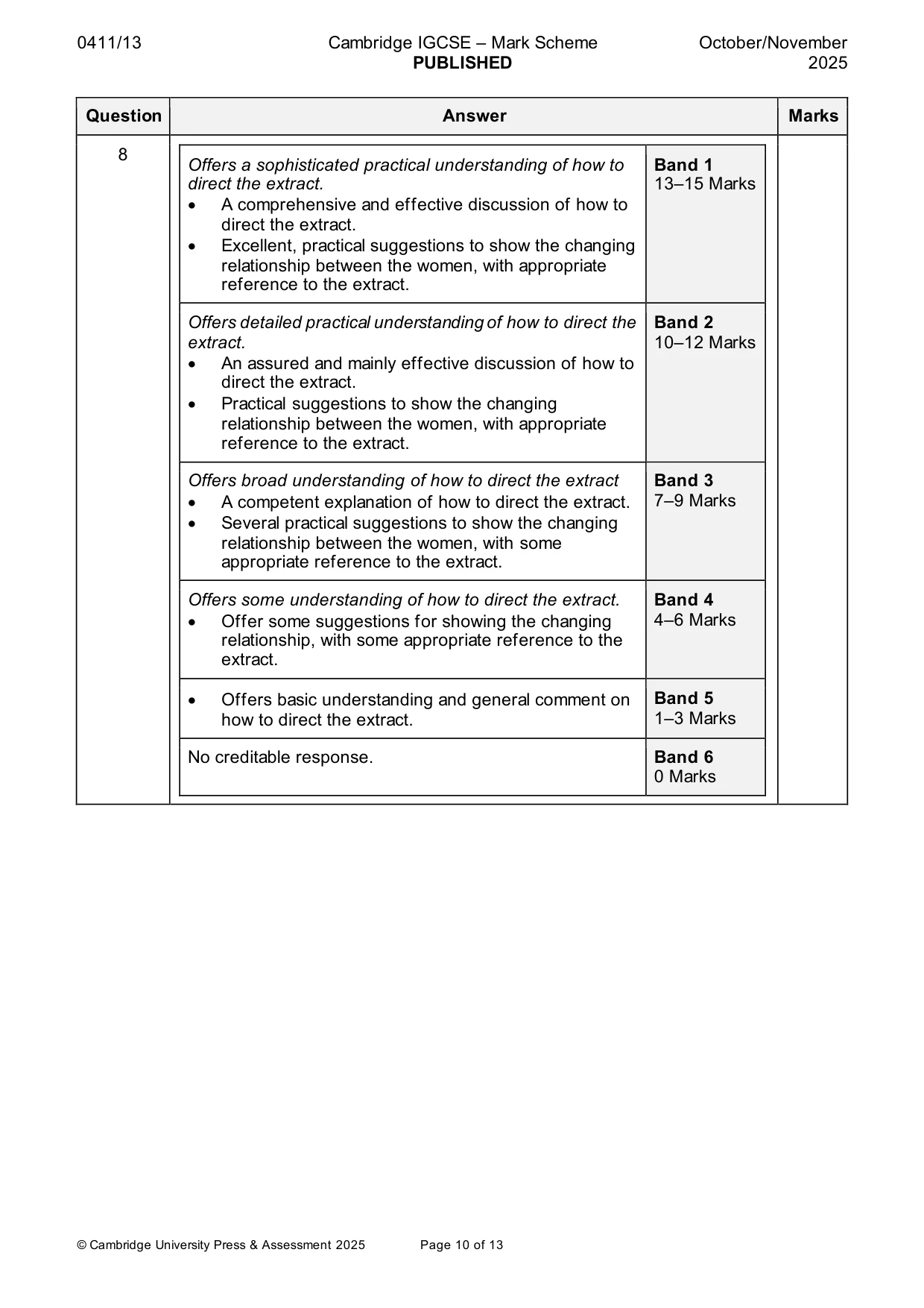 Mark scheme, page 10 of 13