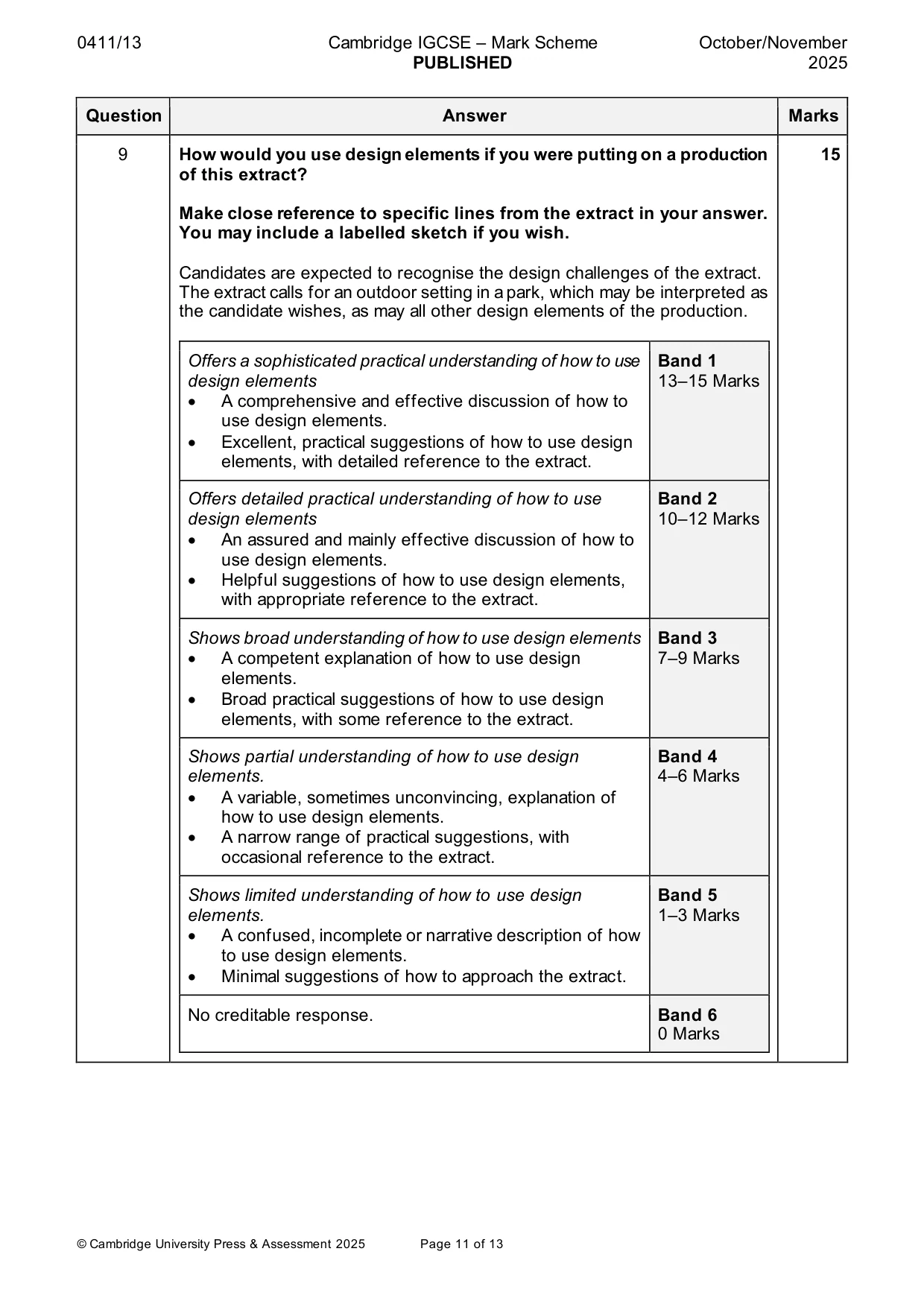Mark scheme, page 11 of 13