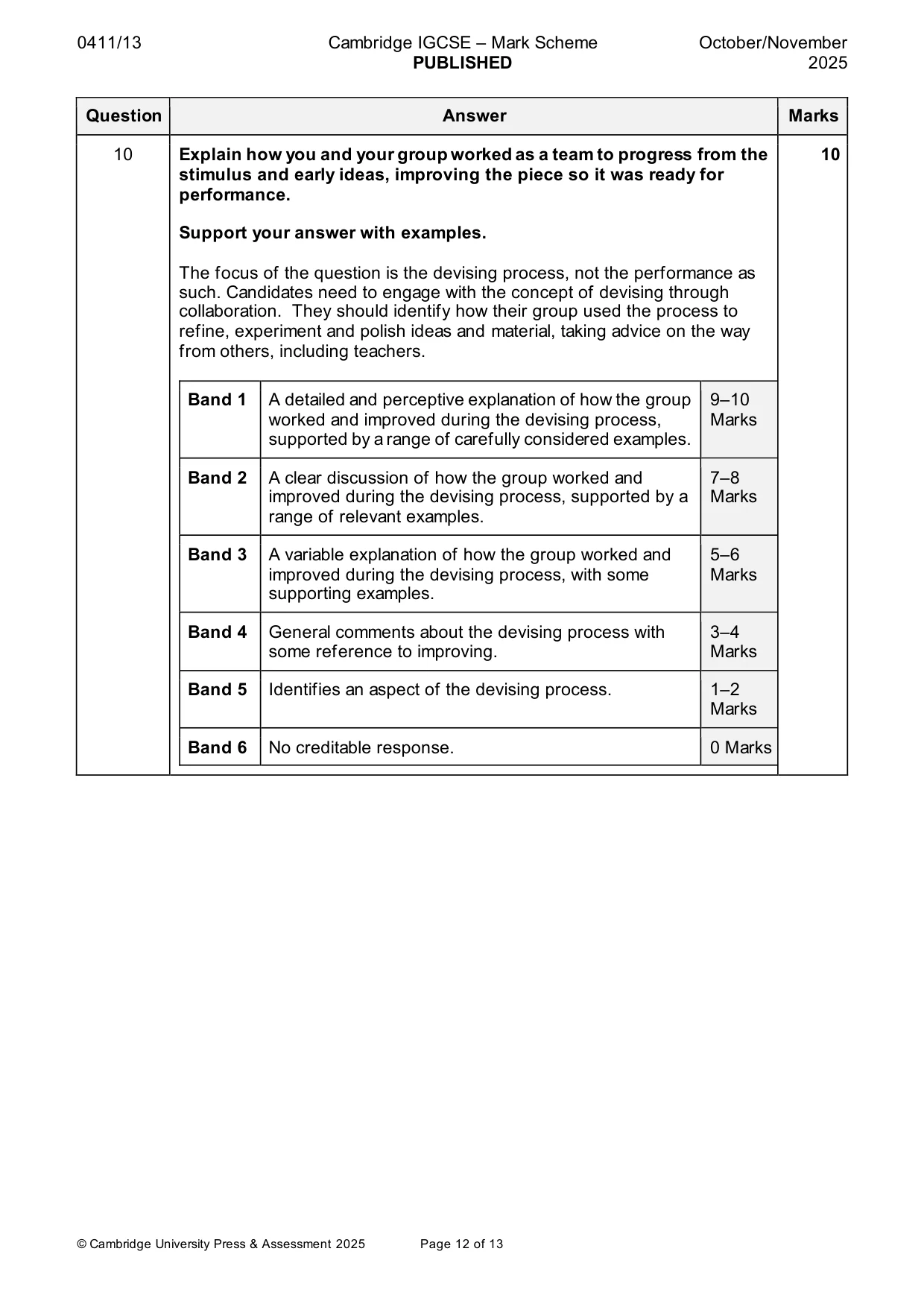 Mark scheme, page 12 of 13