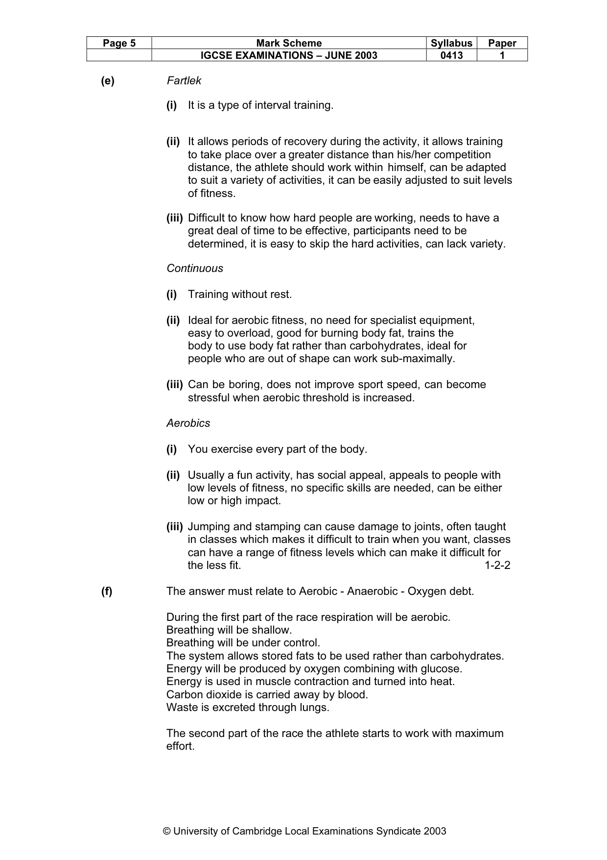 Mark scheme, page 6 of 9