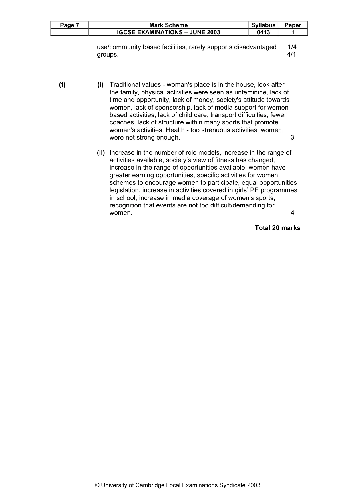 Mark scheme, page 8 of 9