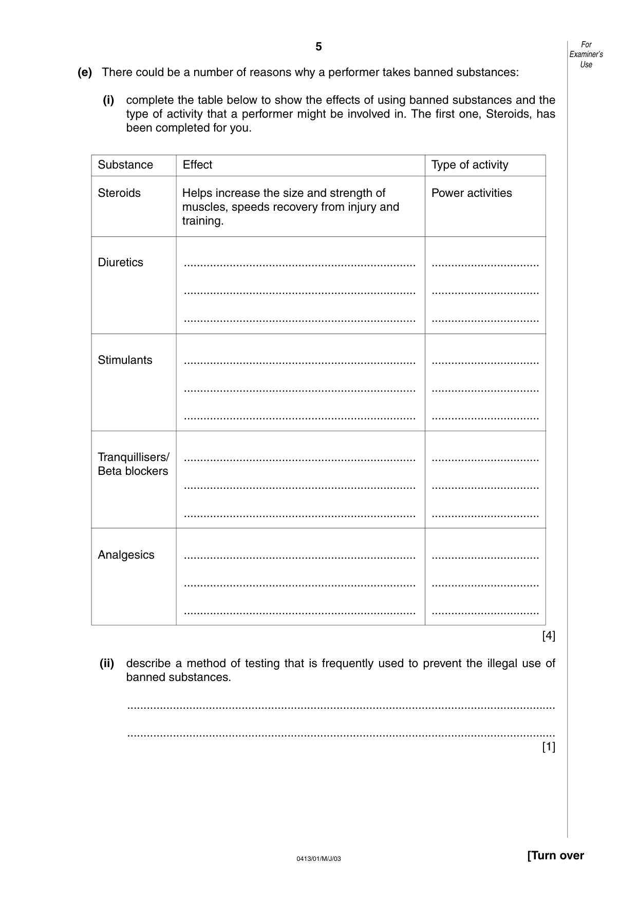 Cambridge IGCSE Physical Education 0413 2003 May/June Paper 1 · Variant 1 question paper, page 5 of 12