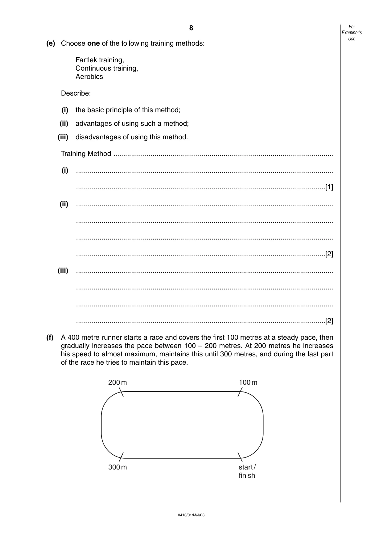 Cambridge IGCSE Physical Education 0413 2003 May/June Paper 1 · Variant 1 question paper, page 8 of 12