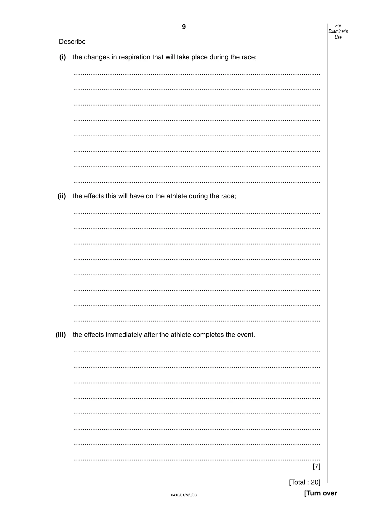 Cambridge IGCSE Physical Education 0413 2003 May/June Paper 1 · Variant 1 question paper, page 9 of 12