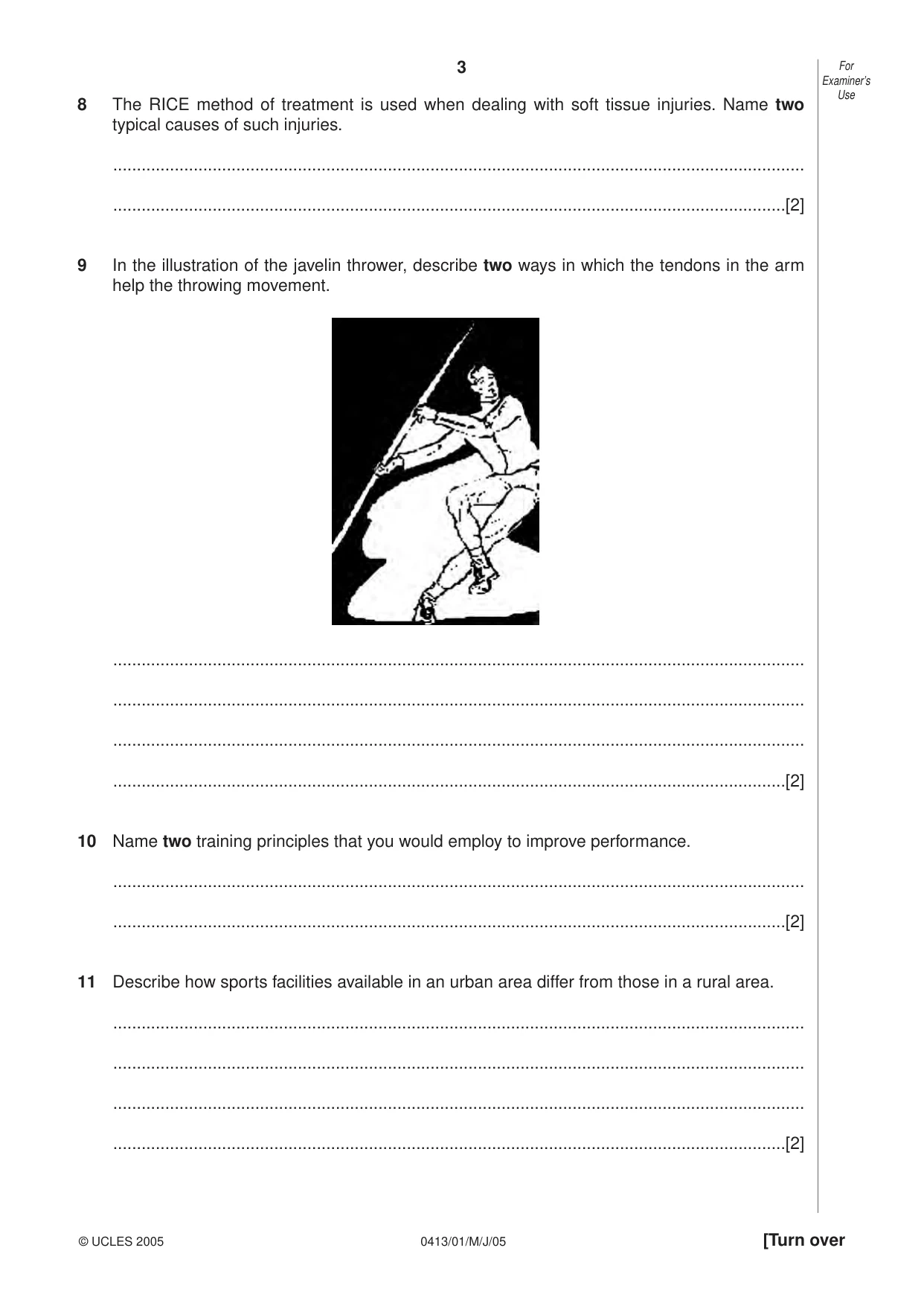 Cambridge IGCSE Physical Education 0413 2005 May/June Paper 1 · Variant 1 question paper, page 3 of 12