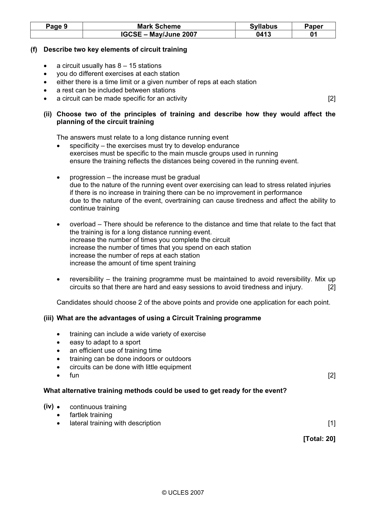 Mark scheme, page 9 of 12
