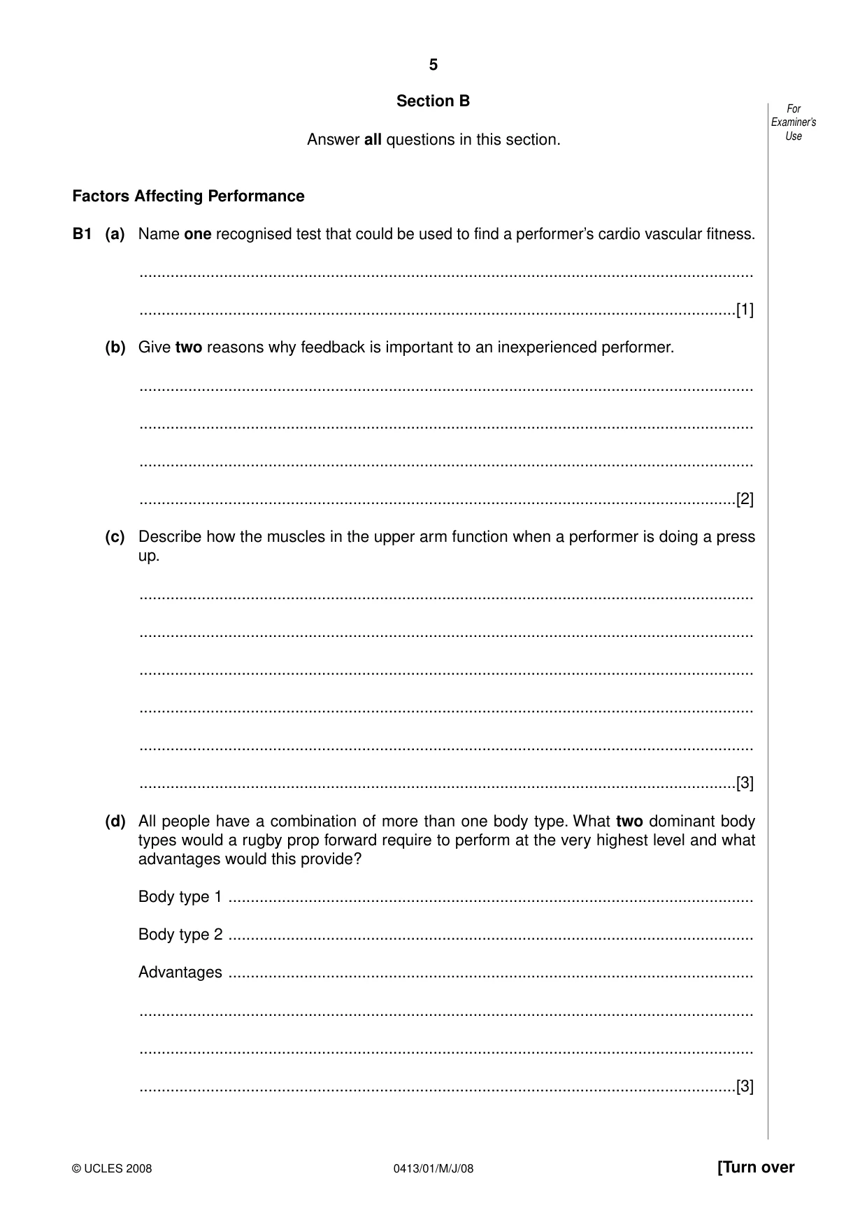 Cambridge IGCSE Physical Education 0413 2008 May/June Paper 1 · Variant 1 question paper, page 5 of 16