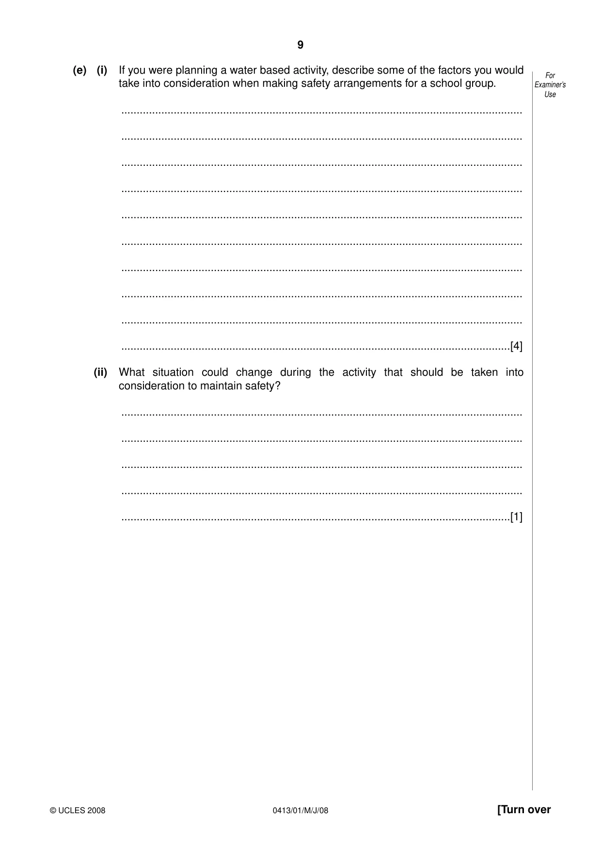 Cambridge IGCSE Physical Education 0413 2008 May/June Paper 1 · Variant 1 question paper, page 9 of 16