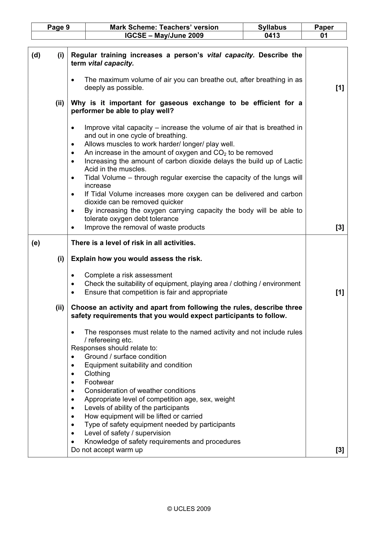 Mark scheme, page 9 of 13
