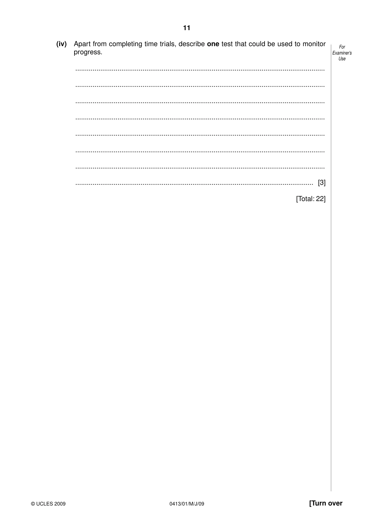 Cambridge IGCSE Physical Education 0413 2009 May/June Paper 1 · Variant 1 question paper, page 11 of 16