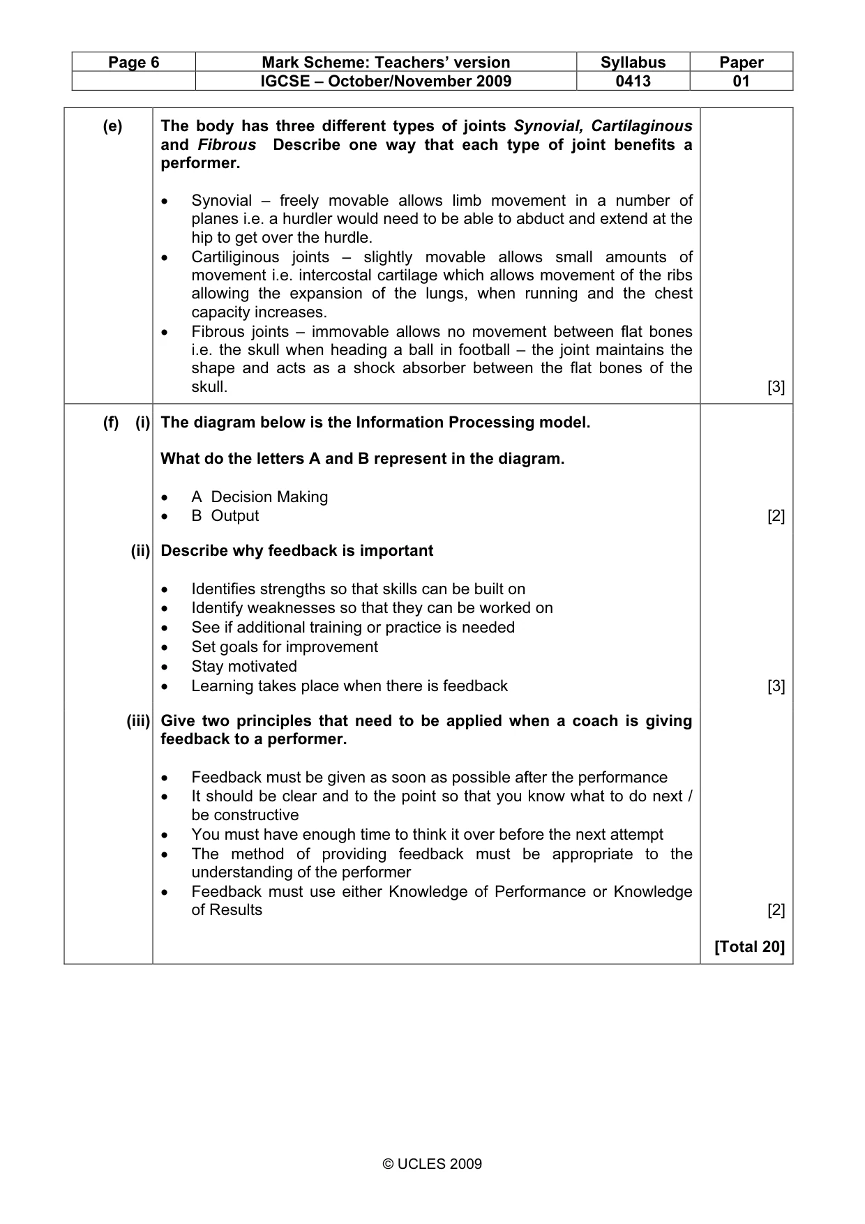Mark scheme, page 6 of 12