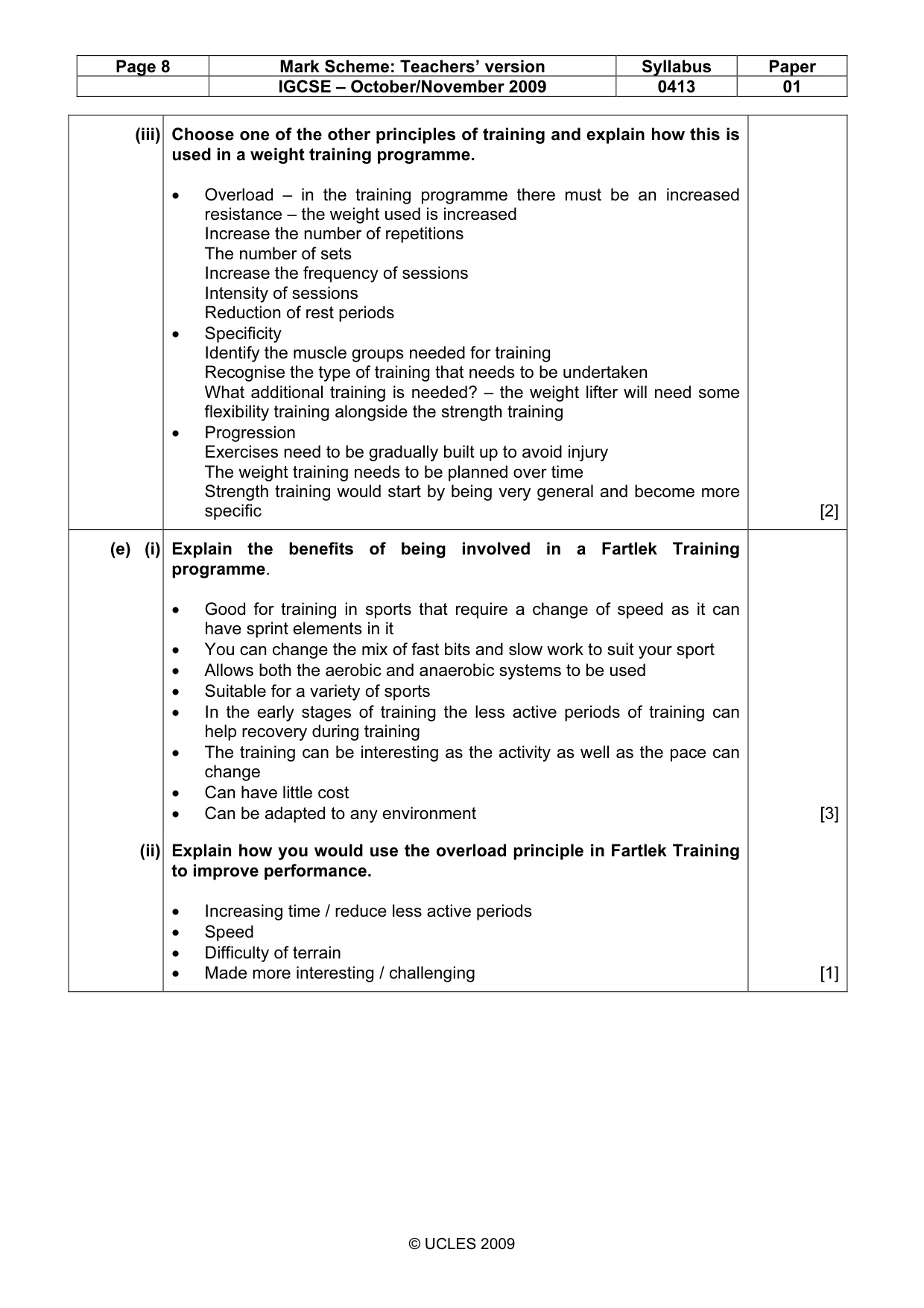 Mark scheme, page 8 of 12