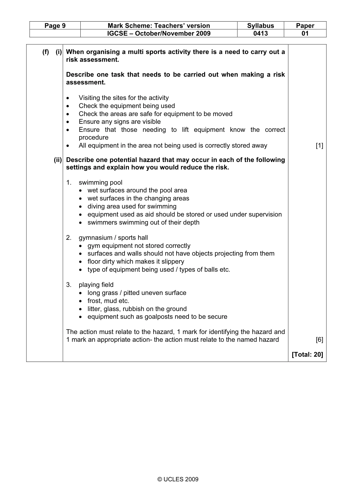Mark scheme, page 9 of 12