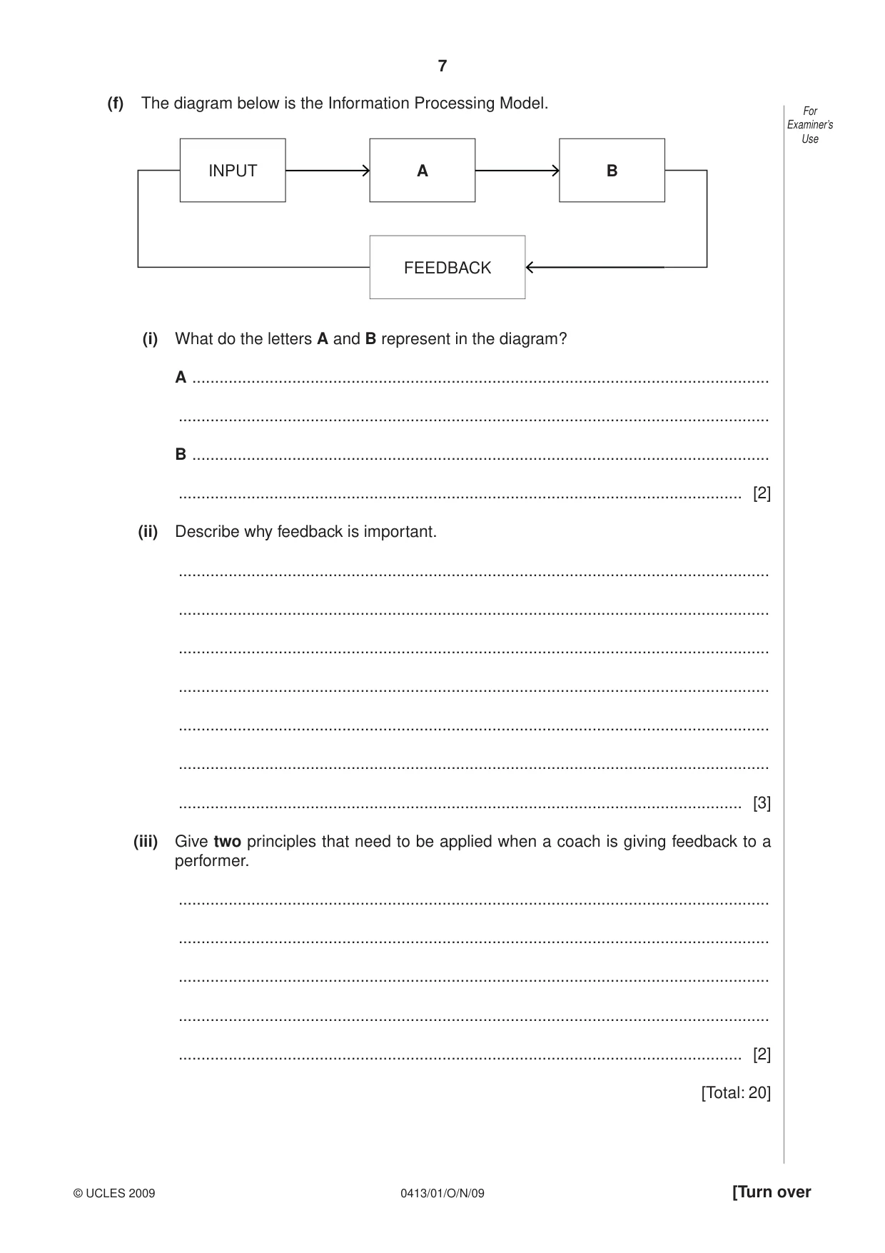 Cambridge IGCSE Physical Education 0413 2009 Oct/Nov Paper 1 · Variant 1 question paper, page 7 of 16