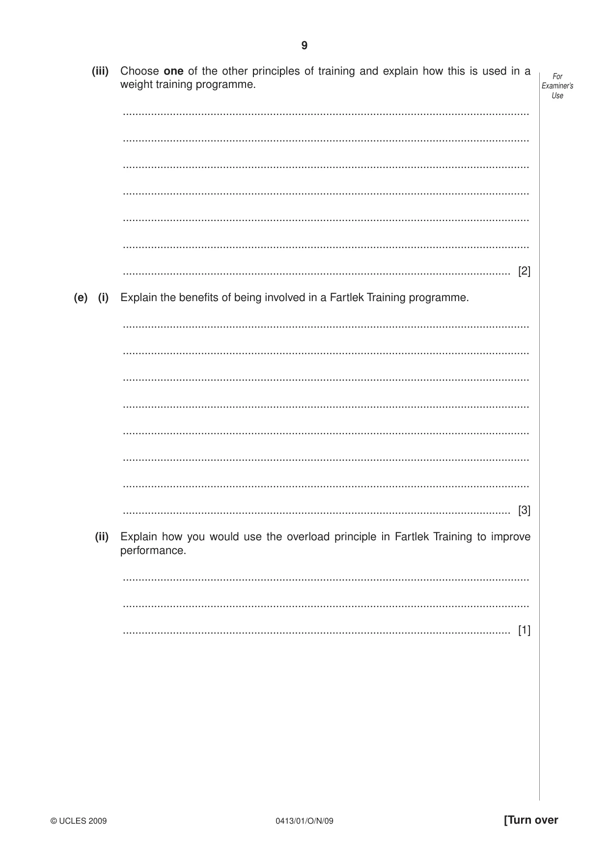 Cambridge IGCSE Physical Education 0413 2009 Oct/Nov Paper 1 · Variant 1 question paper, page 9 of 16