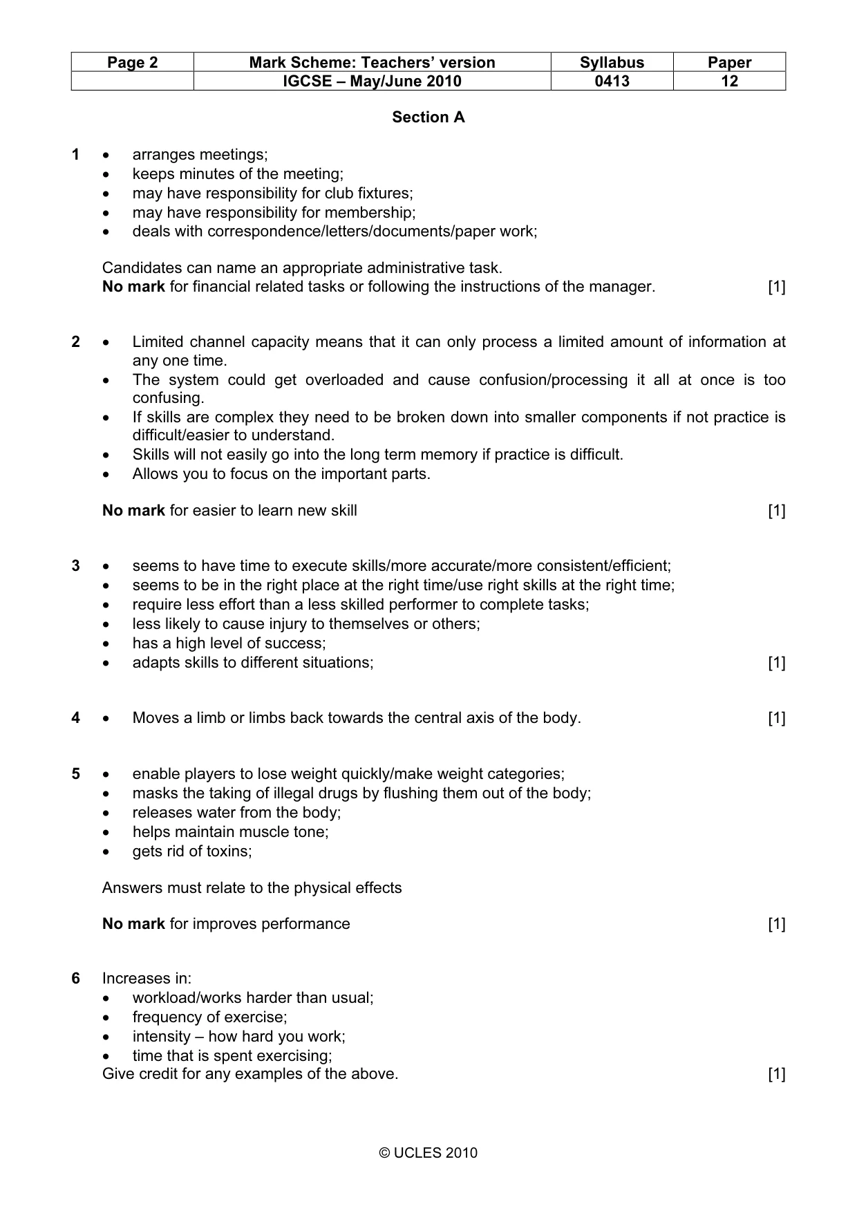 Mark scheme, page 2 of 13