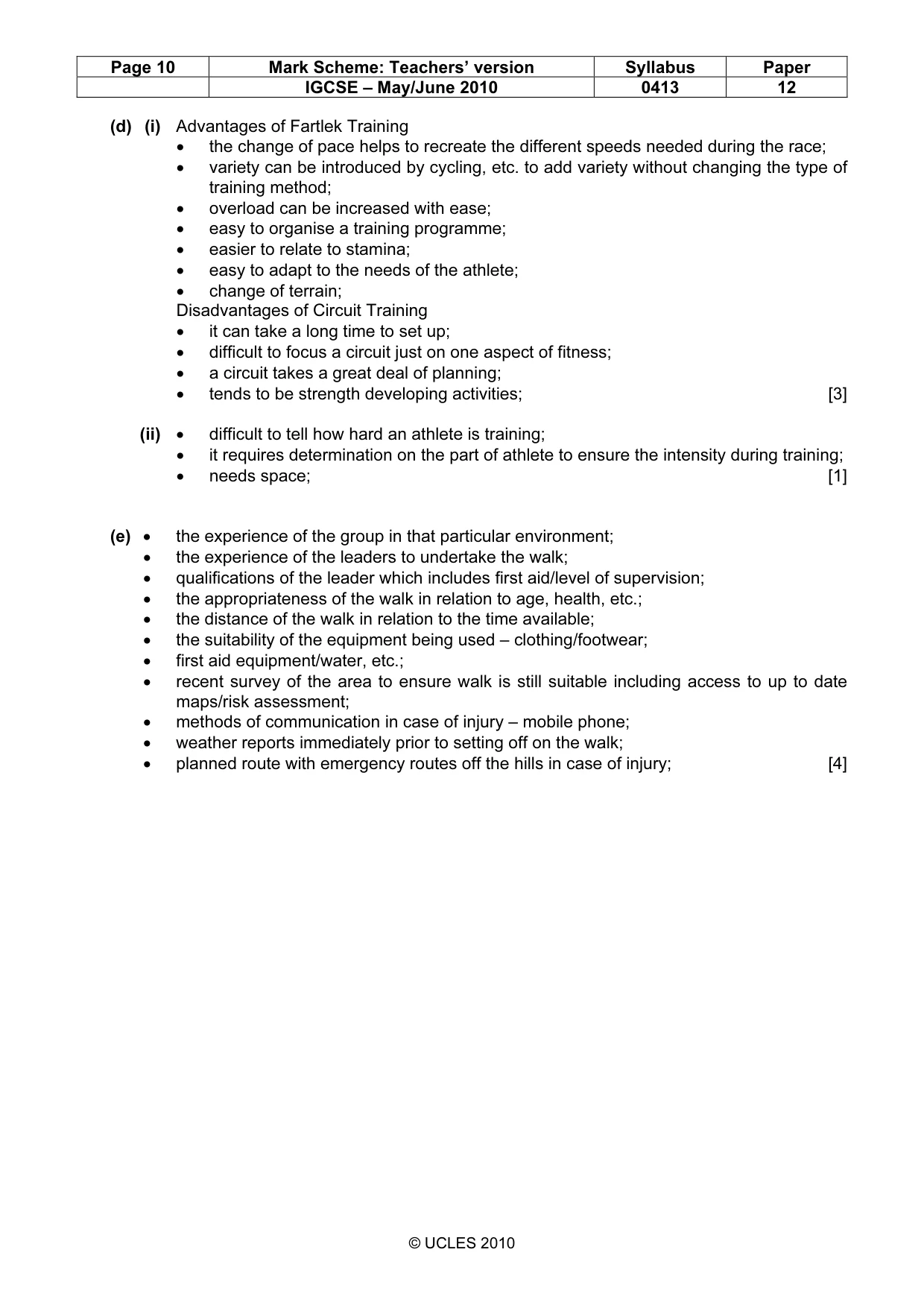 Mark scheme, page 10 of 13