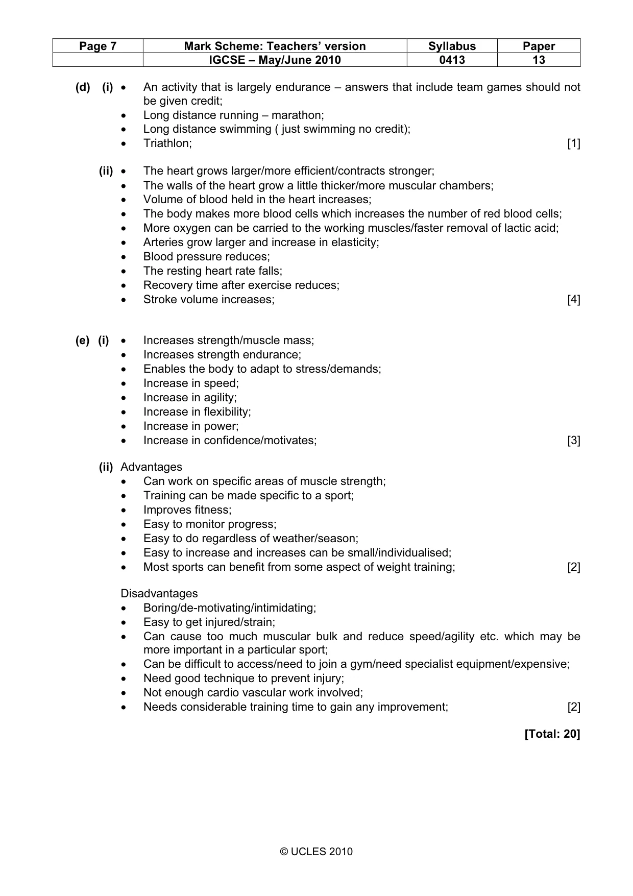 Mark scheme, page 7 of 9